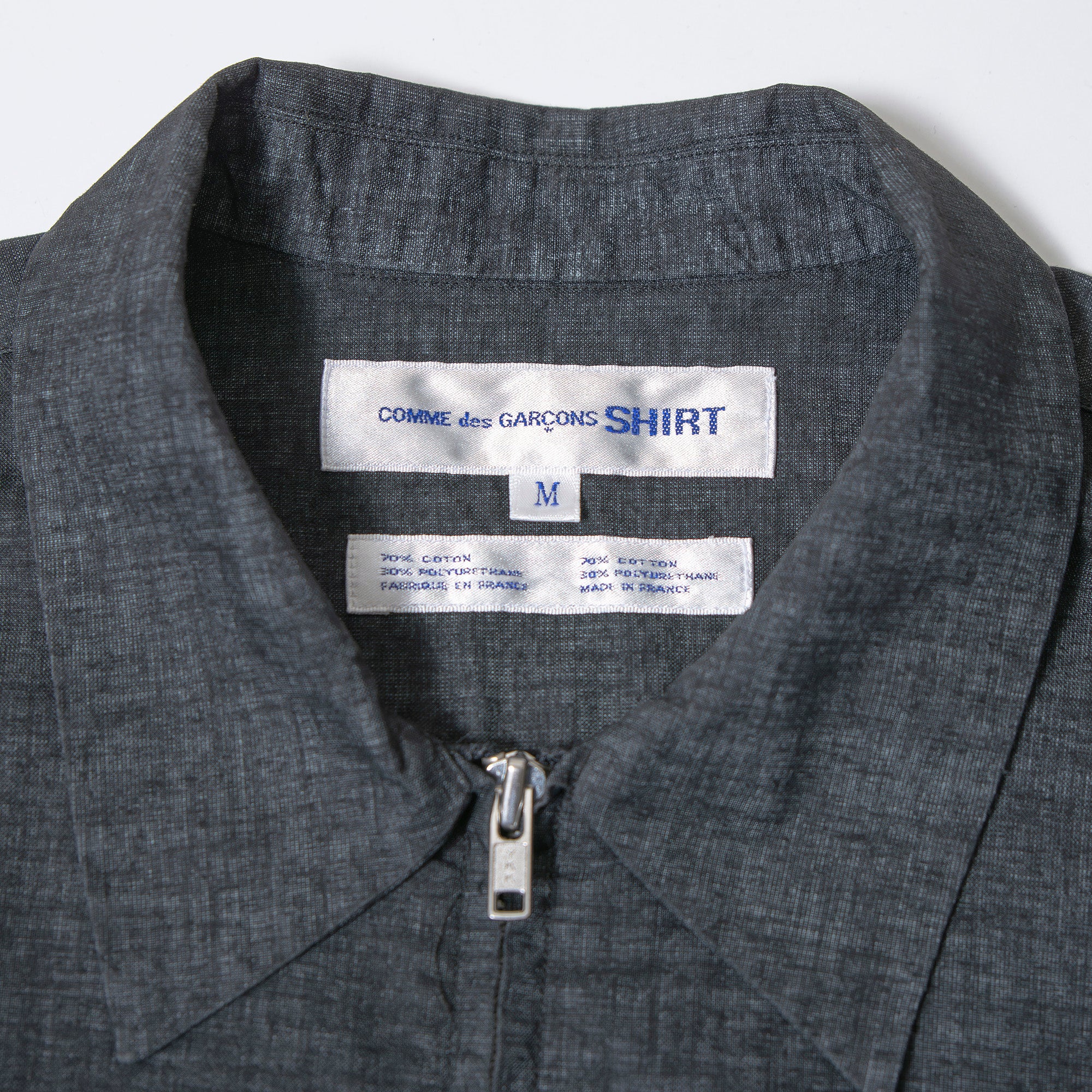 コムデギャルソン COMME des GARCONS SHIRT ジップアップ デニムシャツ コットンポリウレタン M フランス製 川久保玲 トップス 長袖シャツ