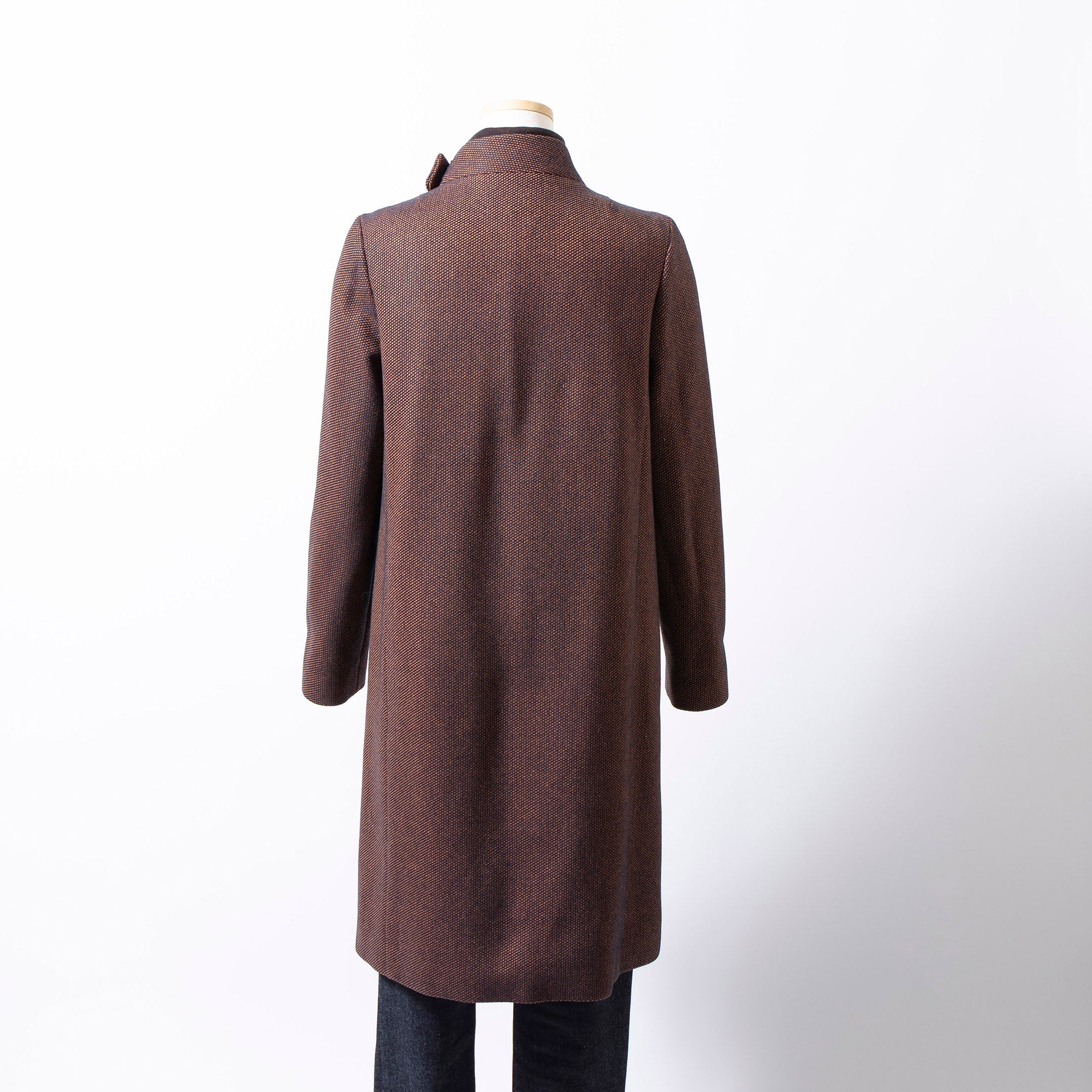 アーペーセー A.P.C. ロングコート スタンドカラー ブラウン系 S レディース フランス製 アウター コート ミニマル ヘリンボーン チェック