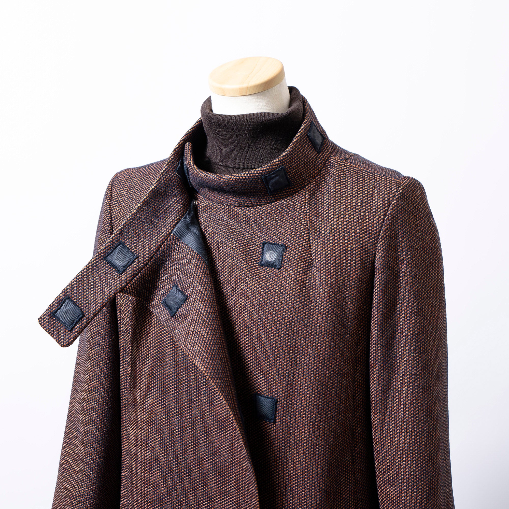 アーペーセー A.P.C. ロングコート スタンドカラー ブラウン系 S レディース フランス製 アウター コート ミニマル ヘリンボーン チェック