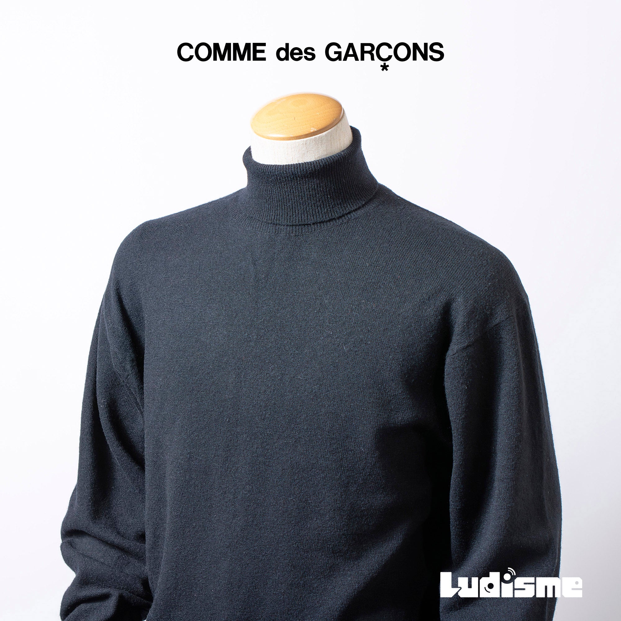 コムデギャルソン COMME des GARCONS HOMME タートルネックニット オーバーサイズ ブラック メンズ 薄手 ウール 80s 90s 川久保玲 セーター