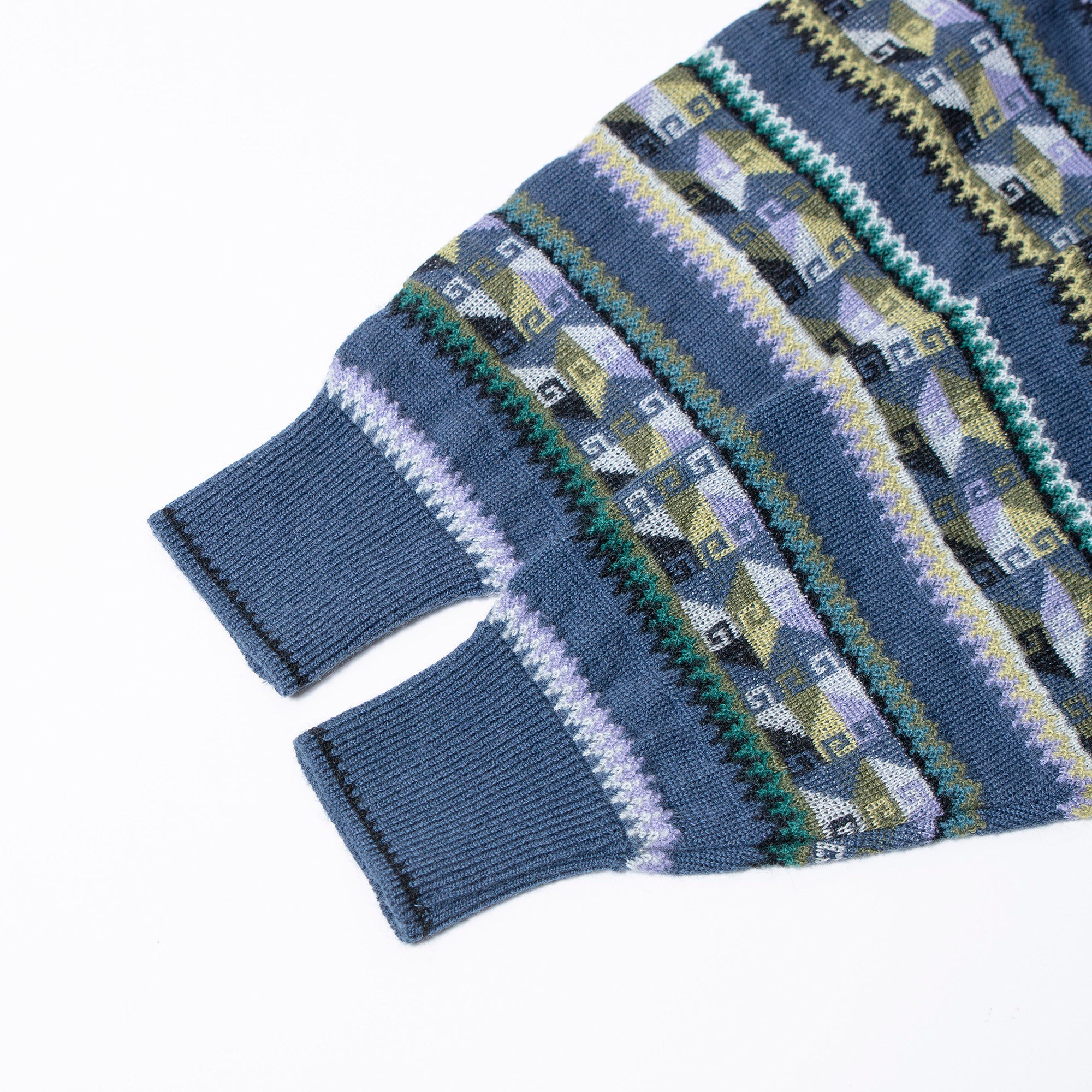 ケンゾー KENZO プルオーバーニット マルチパターン アルパカ混 モックネック 総柄 ボーダー メンズ 80s 90s オールドケンゾー セーター