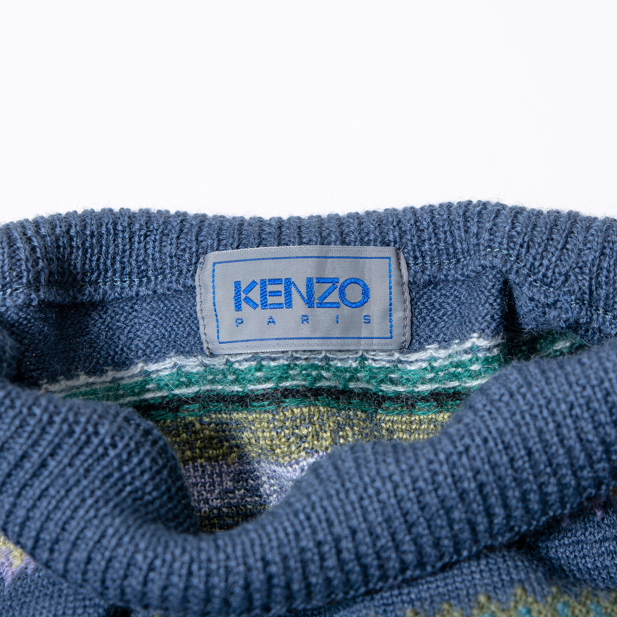 ケンゾー KENZO プルオーバーニット マルチパターン アルパカ混 モックネック 総柄 ボーダー メンズ 80s 90s オールドケンゾー セーター