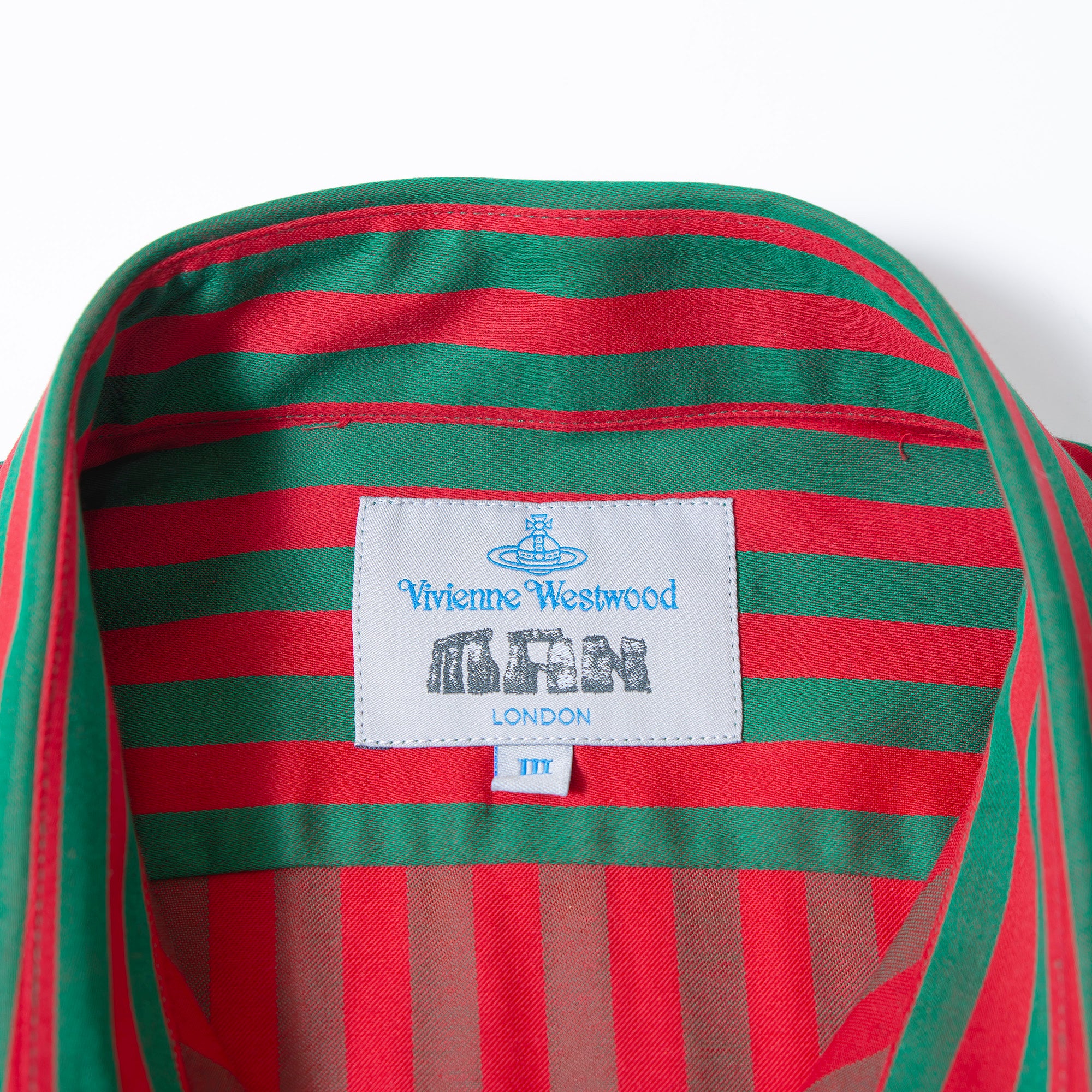 Vivienne Westwood MAN Striped Long Sleeve Shirt, Red/Green, Size 3, Made in Italy, Brand New with Tags, Tops