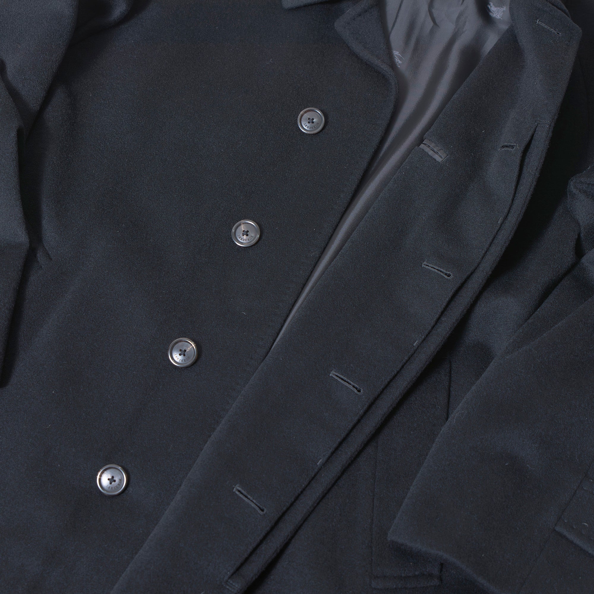 バーバリー BURBERRY London ステンカラーコート ブラック カシミヤ100% メンズ ラグランスリーブ 比翼仕立て 日本製 ロングコート