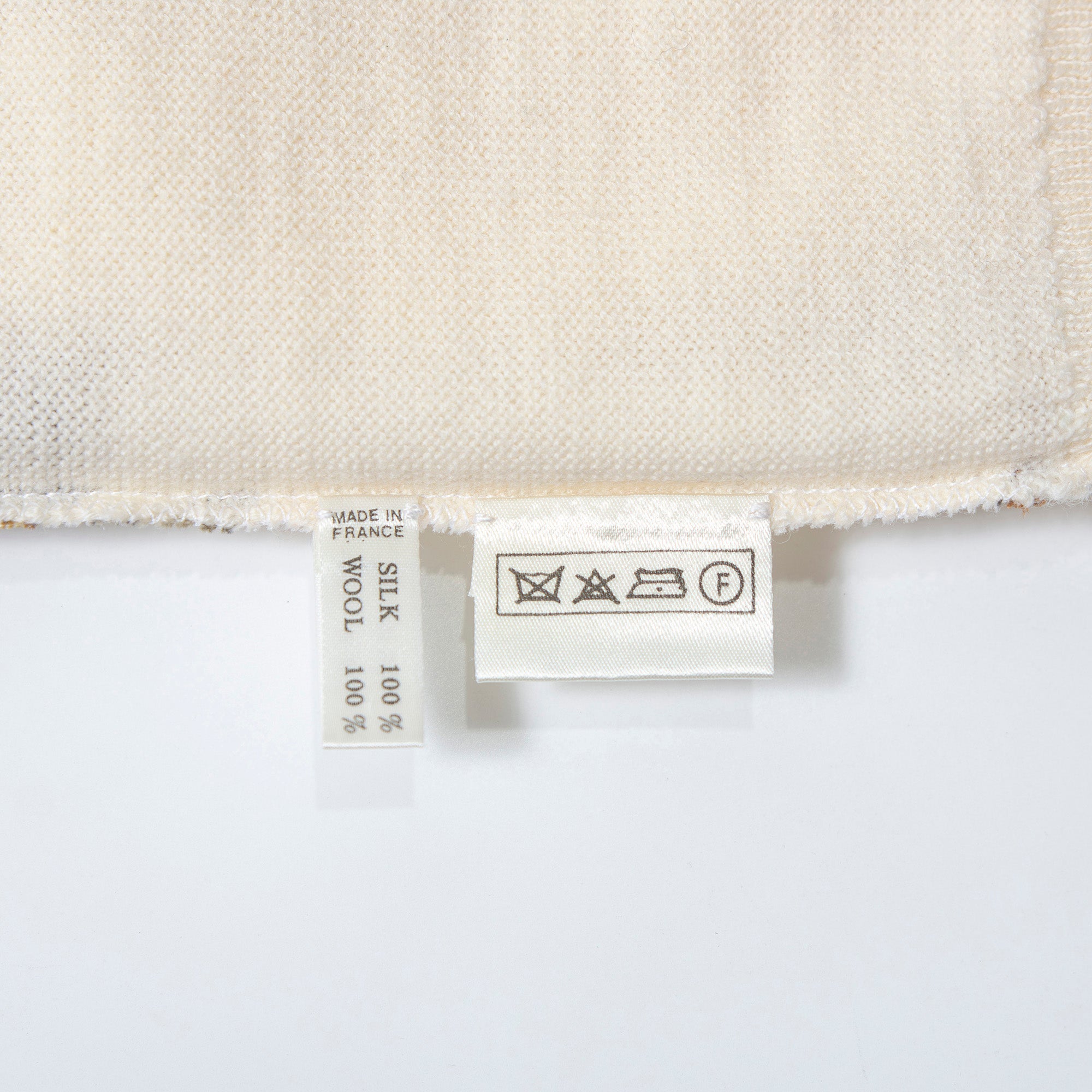 エルメス HERMES ツイルレーヌ タートルネックニット アイボリー 38 レディース フランス製 スカーフ切り替 トップス ロングスリーブ 長袖