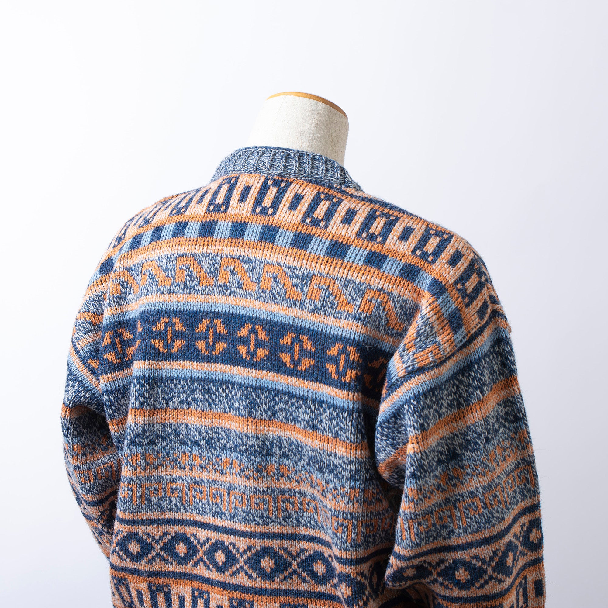 イタリア ヴィンテージ IMC プルオーバーニットセーター モックネック 総柄 マルチパターン マルチカラー メンズ レディース ユニセックス