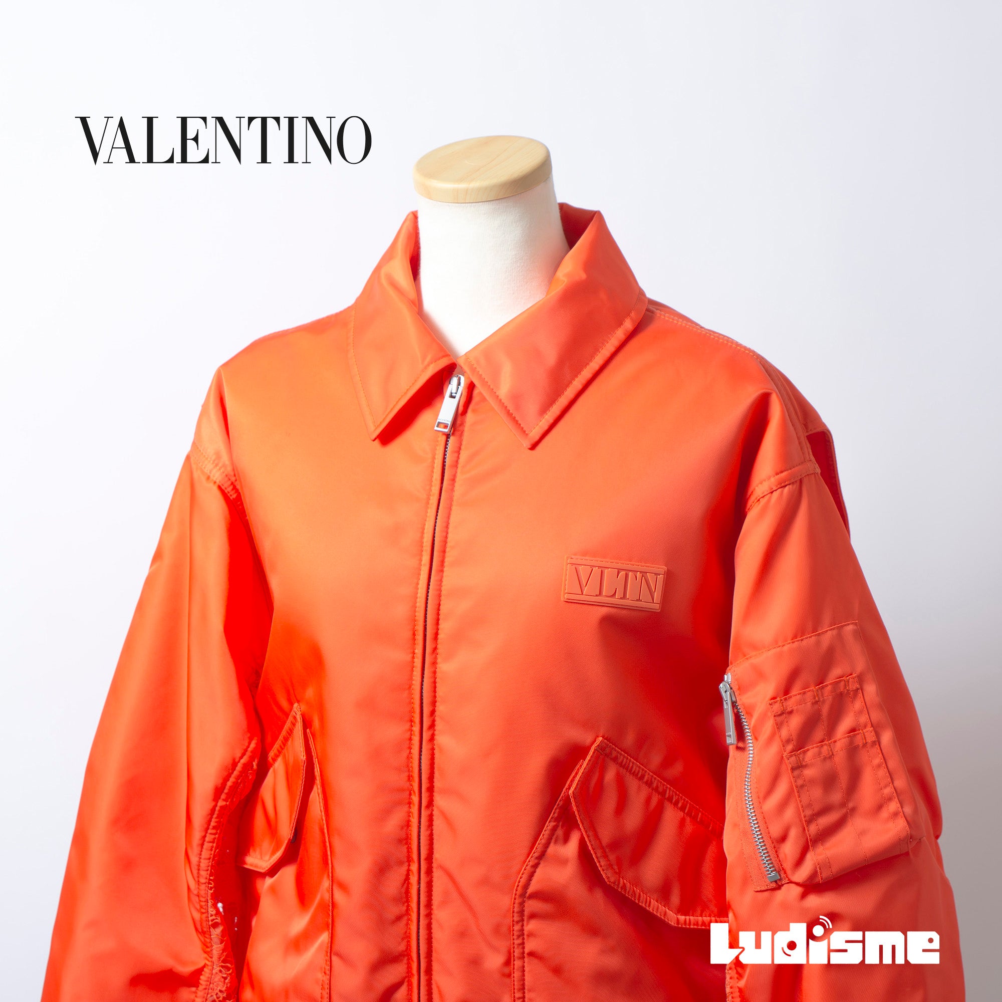 ヴァレンティノ VALENTINO レース切り替え ボンバージャケット オレンジ レディース 44 ◆タグ付き未使用品◆ フライトジャケット MA-1