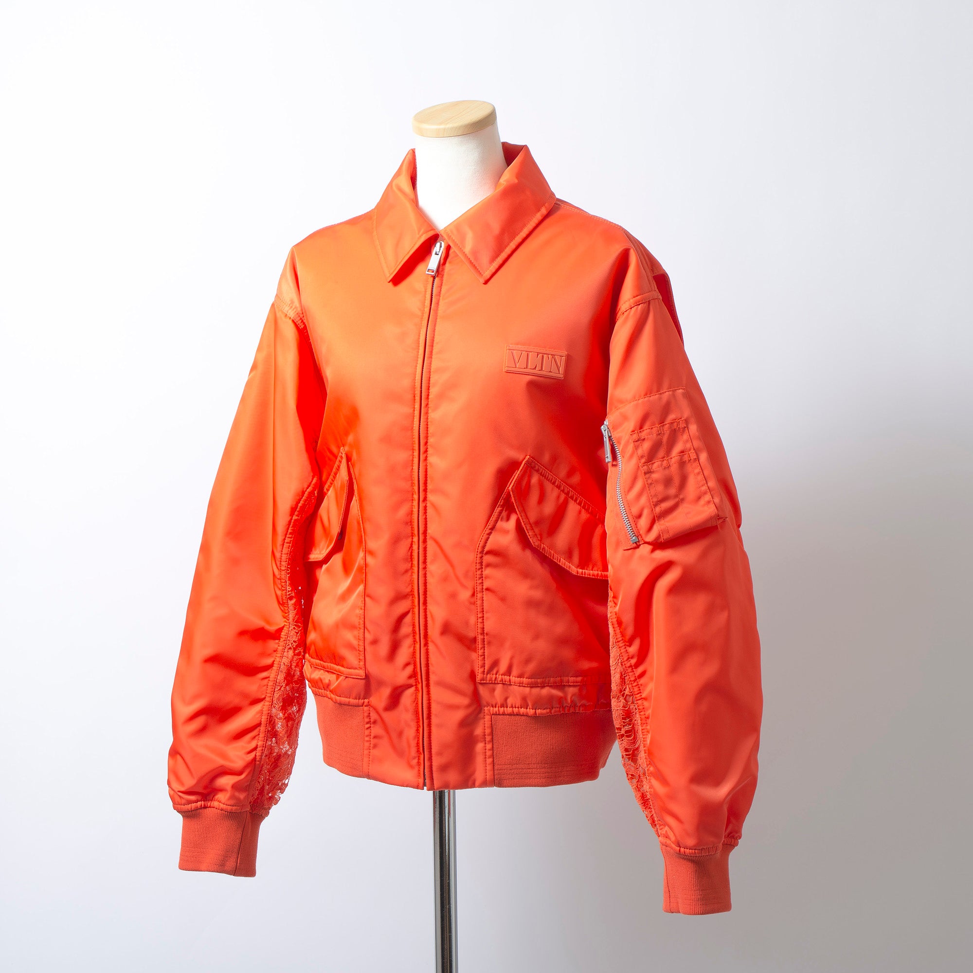 ヴァレンティノ VALENTINO レース切り替え ボンバージャケット オレンジ レディース 44 ◆タグ付き未使用品◆ フライトジャケット MA-1