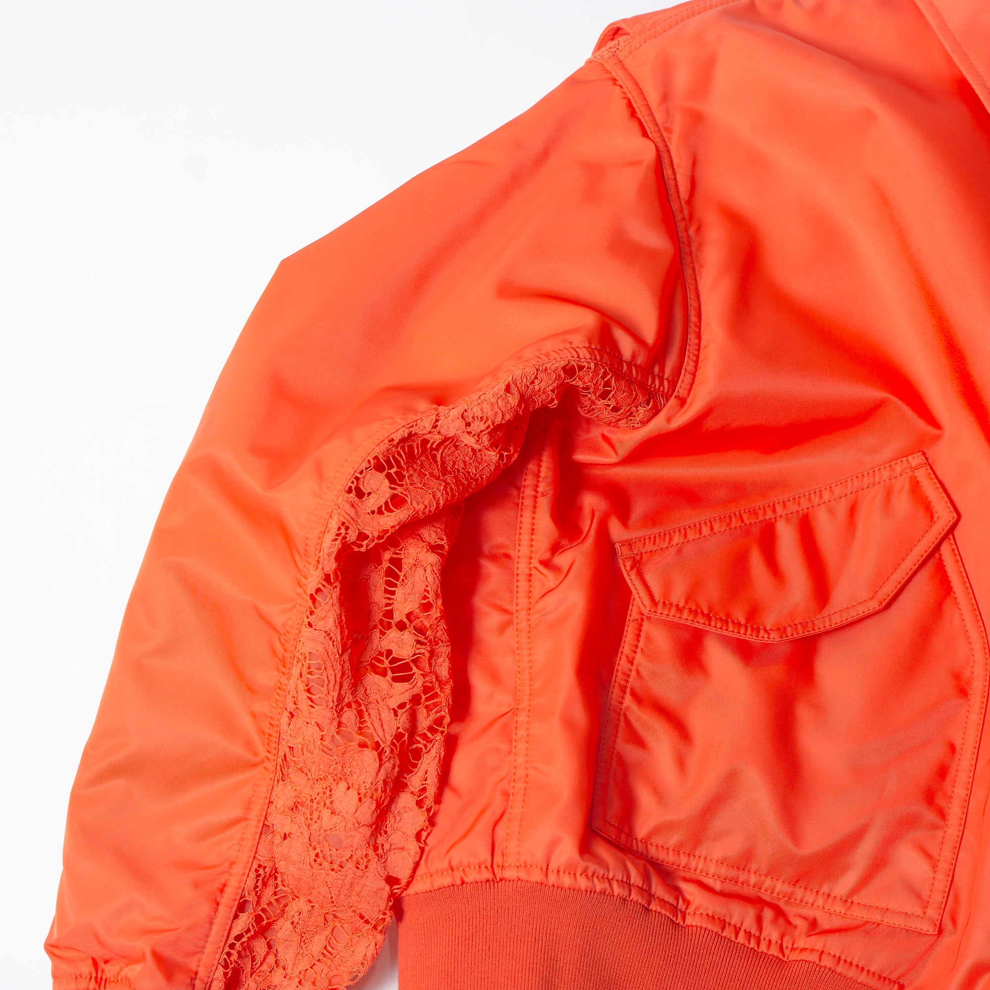 ヴァレンティノ VALENTINO レース切り替え ボンバージャケット オレンジ レディース 44 ◆タグ付き未使用品◆ フライトジャケット MA-1