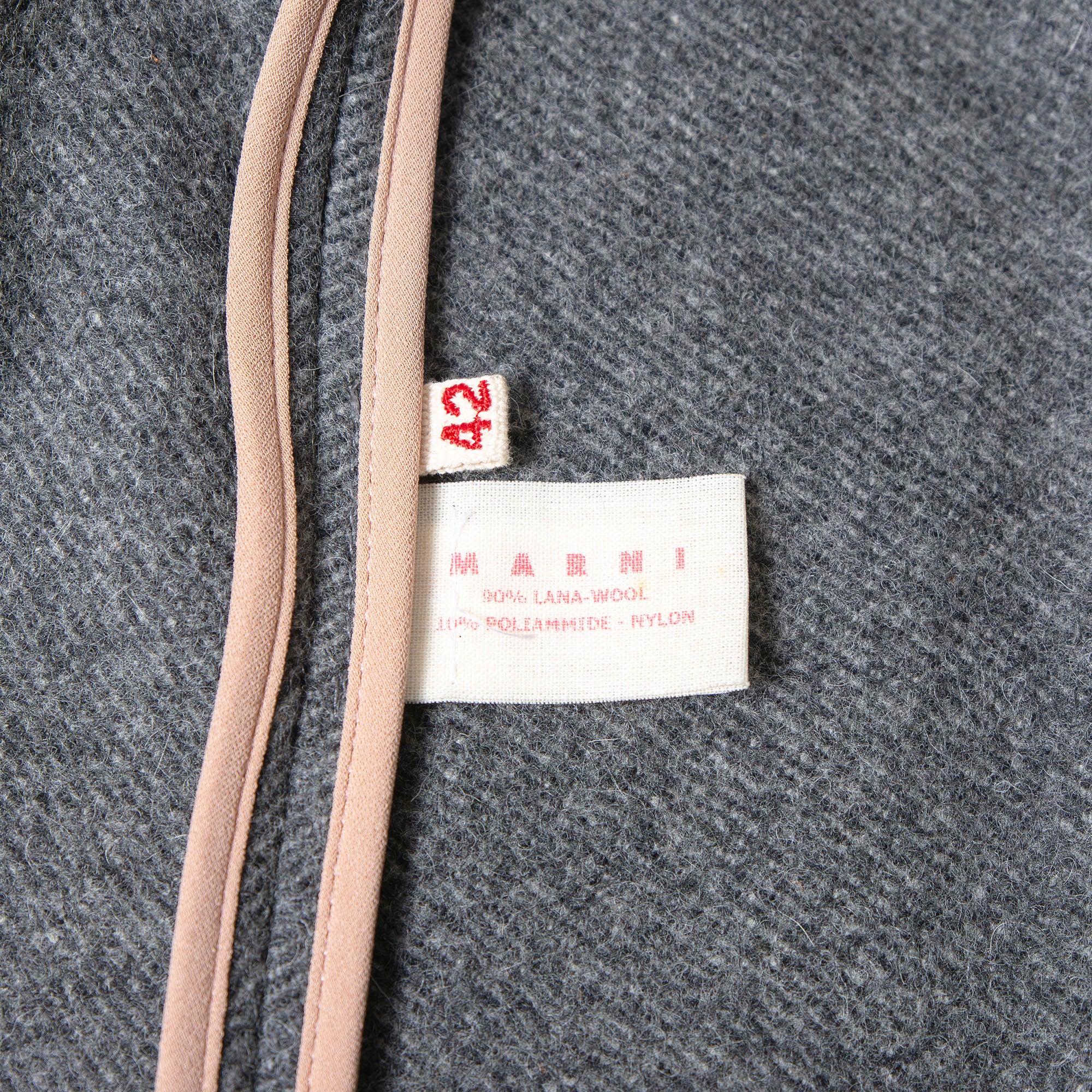 マルニ MARNI ノーカラー ロングコート グレー レディース 42 ウール イタリア製 ミニマル ロング丈 アウター ウールコート