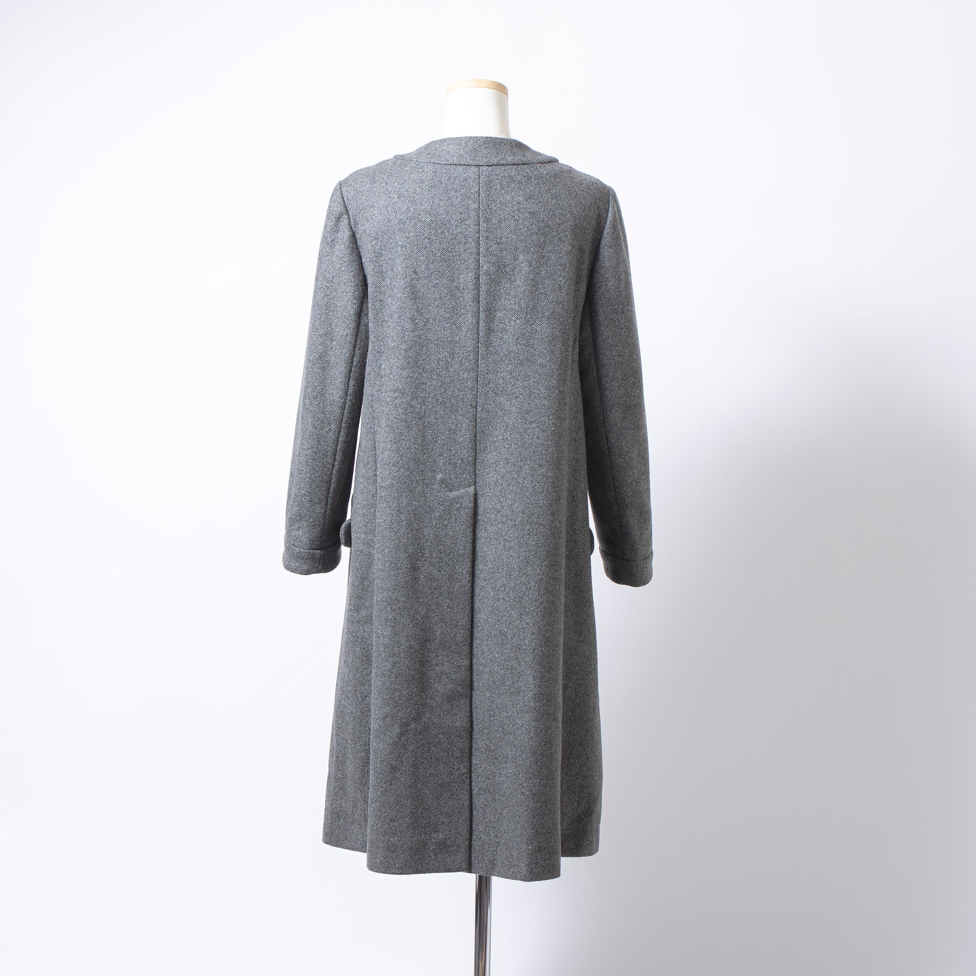 マルニ MARNI ノーカラー ロングコート グレー レディース 42 ウール イタリア製 ミニマル ロング丈 アウター ウールコート
