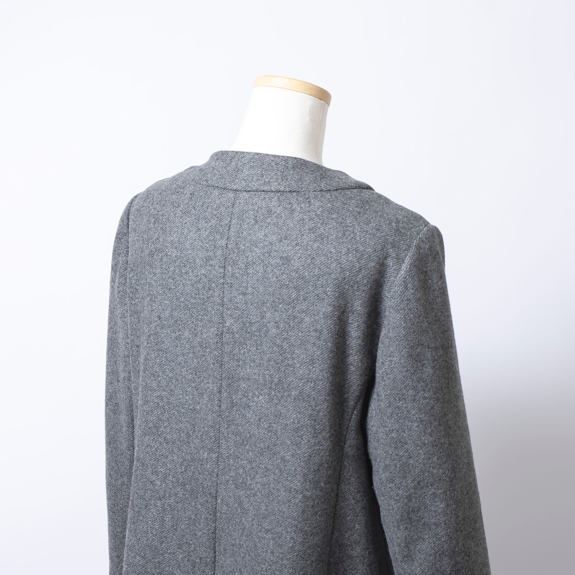 マルニ MARNI ノーカラー ロングコート グレー レディース 42 ウール イタリア製 ミニマル ロング丈 アウター ウールコート