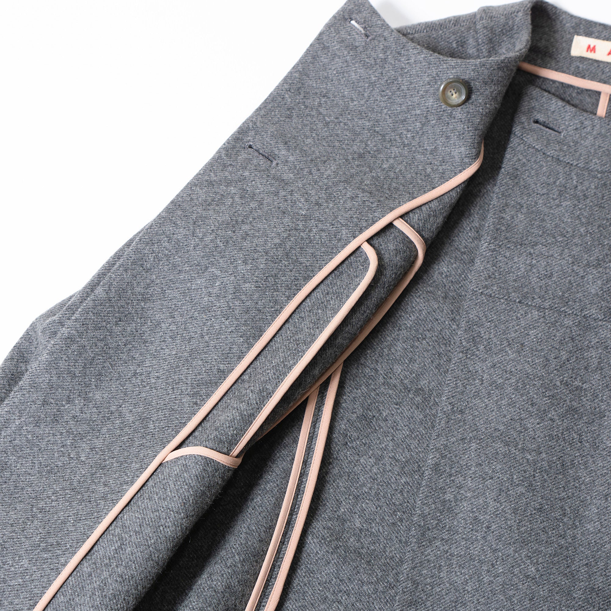 マルニ MARNI ノーカラー ロングコート グレー レディース 42 ウール イタリア製 ミニマル ロング丈 アウター ウールコート