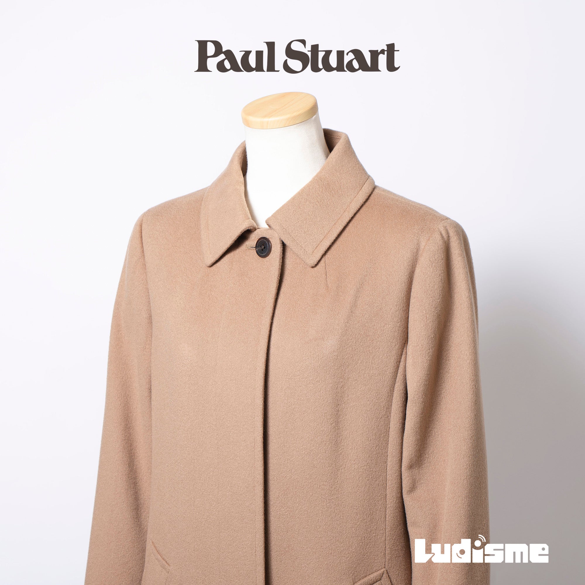 ポールスチュアート Paul Stuart バルマカーンコート カシミヤ100% ベージュ キャメル レディース 8 ロング チェスター ステンカラー