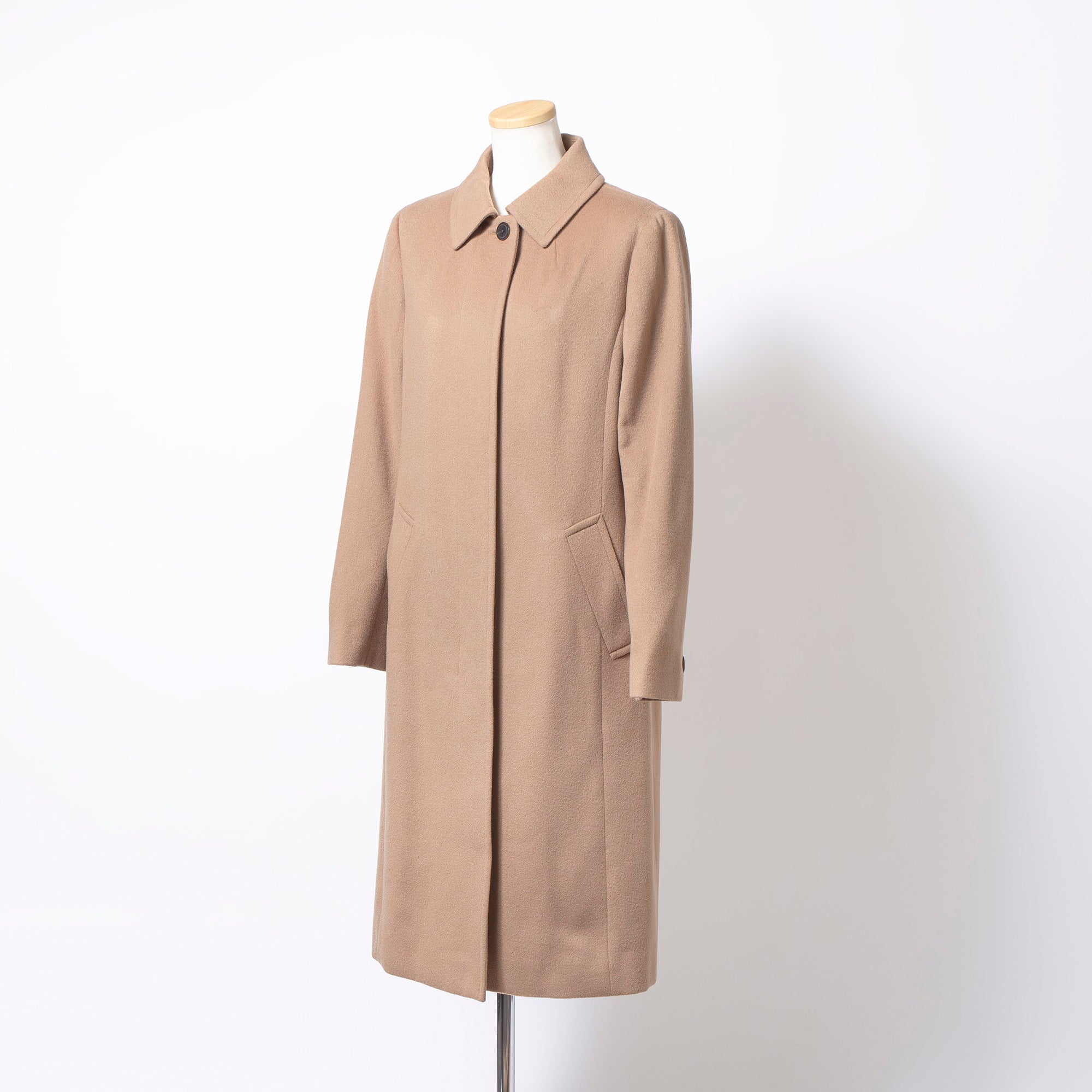 ポールスチュアート Paul Stuart バルマカーンコート カシミヤ100% ベージュ キャメル レディース 8 ロング チェスター ステンカラー