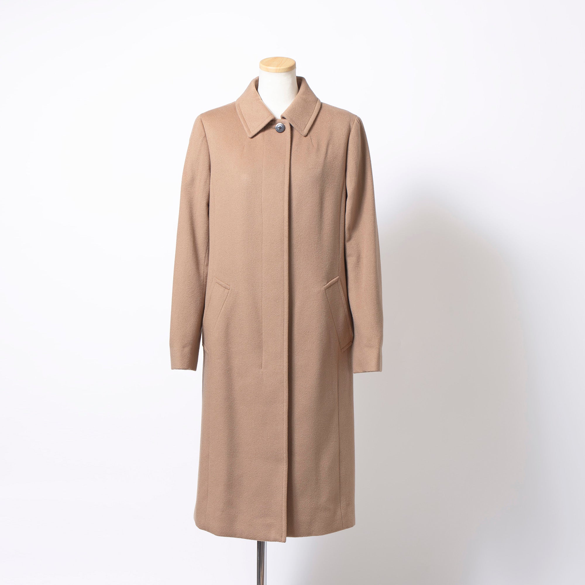 ポールスチュアート Paul Stuart バルマカーンコート カシミヤ100% ベージュ キャメル レディース 8 ロング チェスター ステンカラー