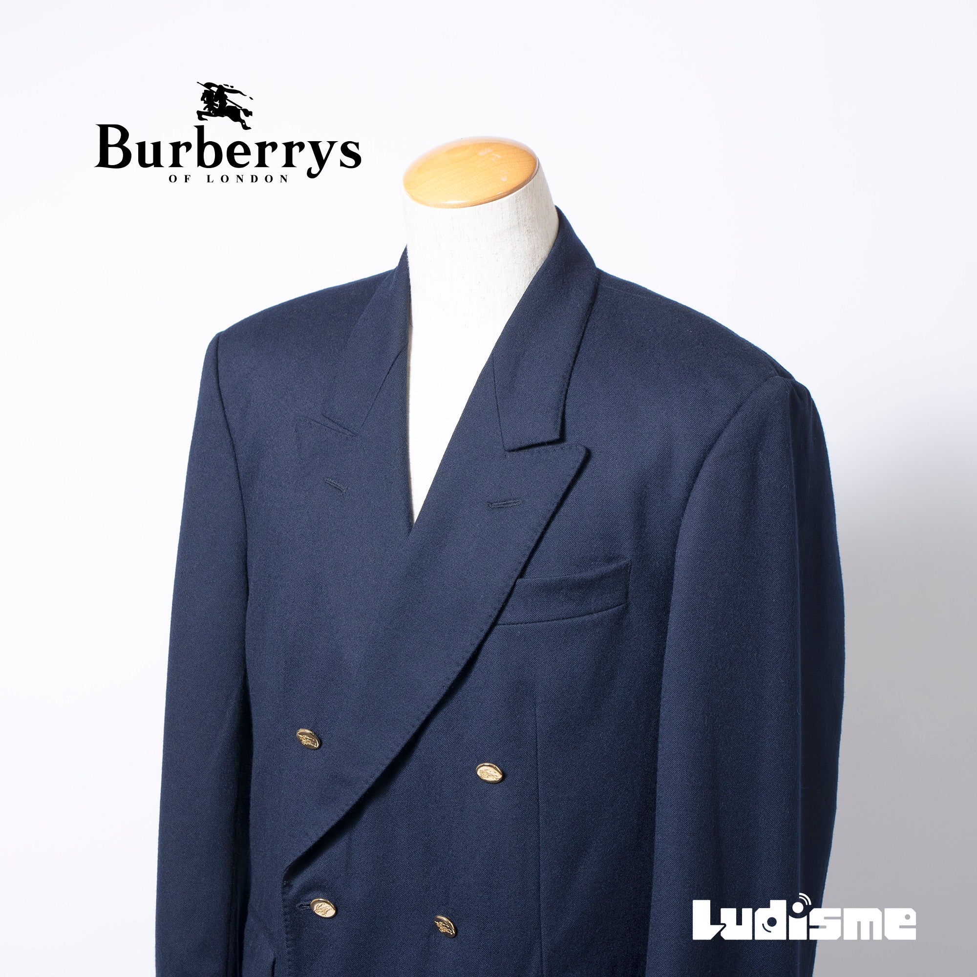 バーバリー Burberrys 90s 英国製 テーラードジャケット ダブルブレスト ネイビー 6釦 メンズ アウター 紺ブレ ブレザー ヴィンテージ