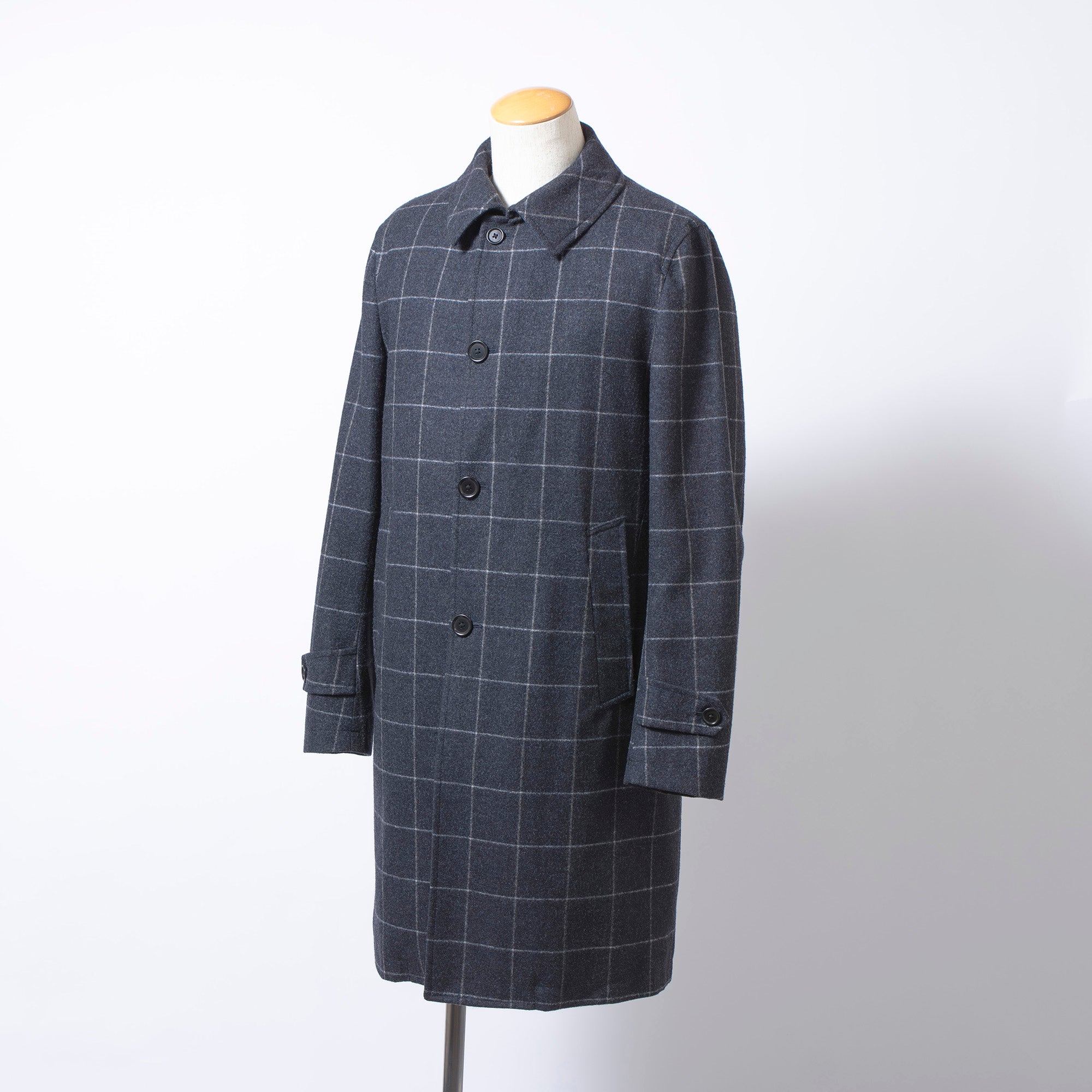 ユナイテッドアローズ ロロピアーナ Loro Piana STORM SYSTEM チェスターコート グラフチェック ライナー付 グレー メンズ L ロングコート