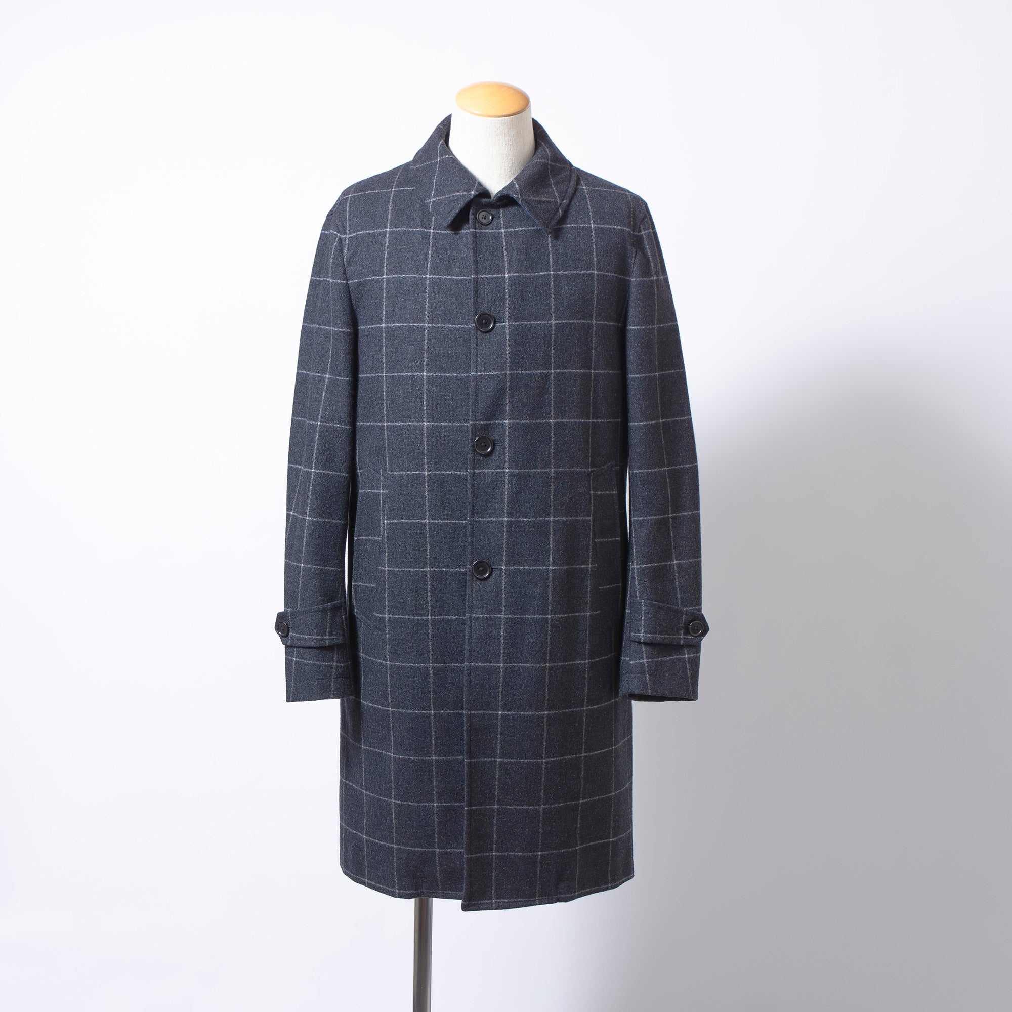 ユナイテッドアローズ ロロピアーナ Loro Piana STORM SYSTEM チェスターコート グラフチェック ライナー付 グレー メンズ L ロングコート