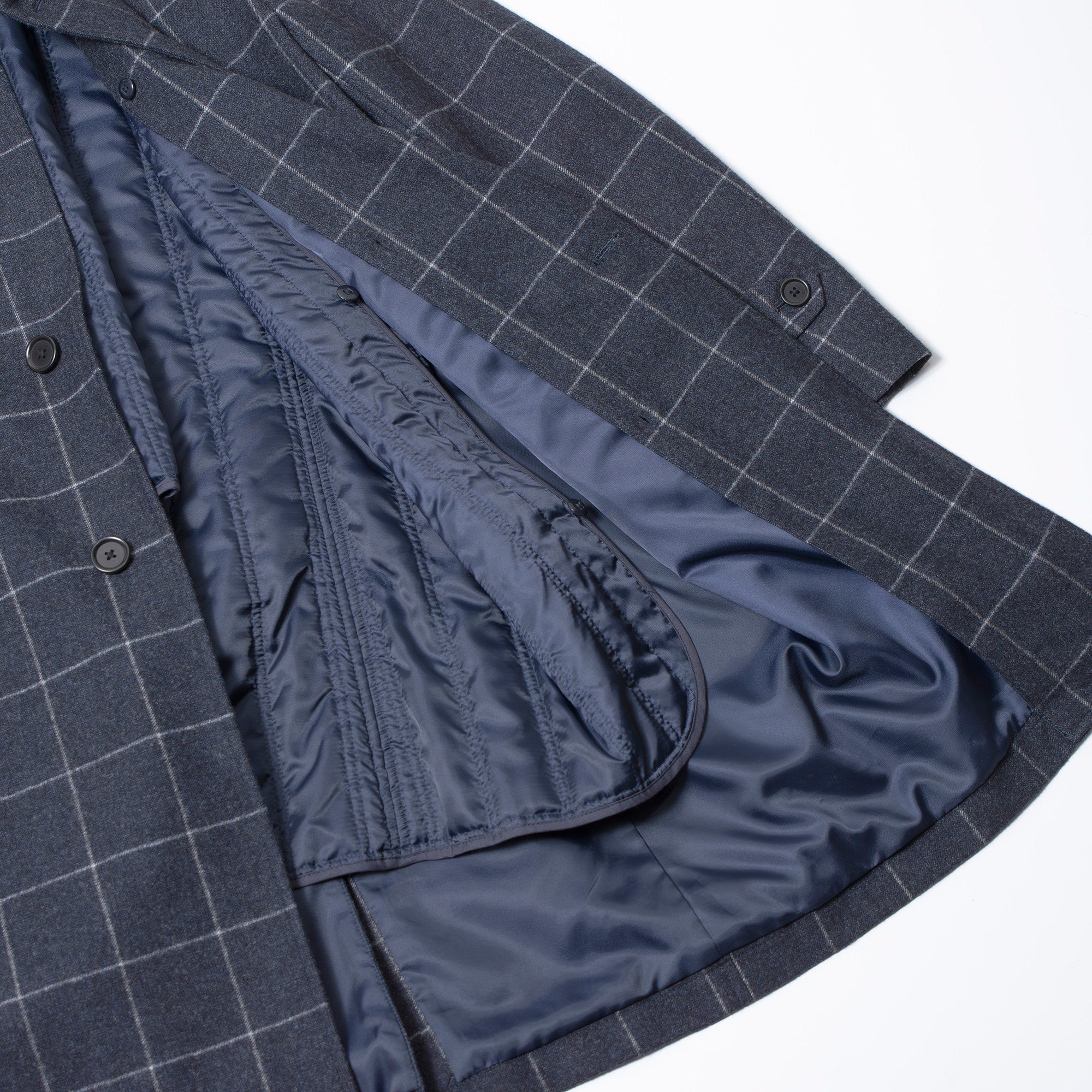 ユナイテッドアローズ ロロピアーナ Loro Piana STORM SYSTEM チェスターコート グラフチェック ライナー付 グレー メンズ L ロングコート