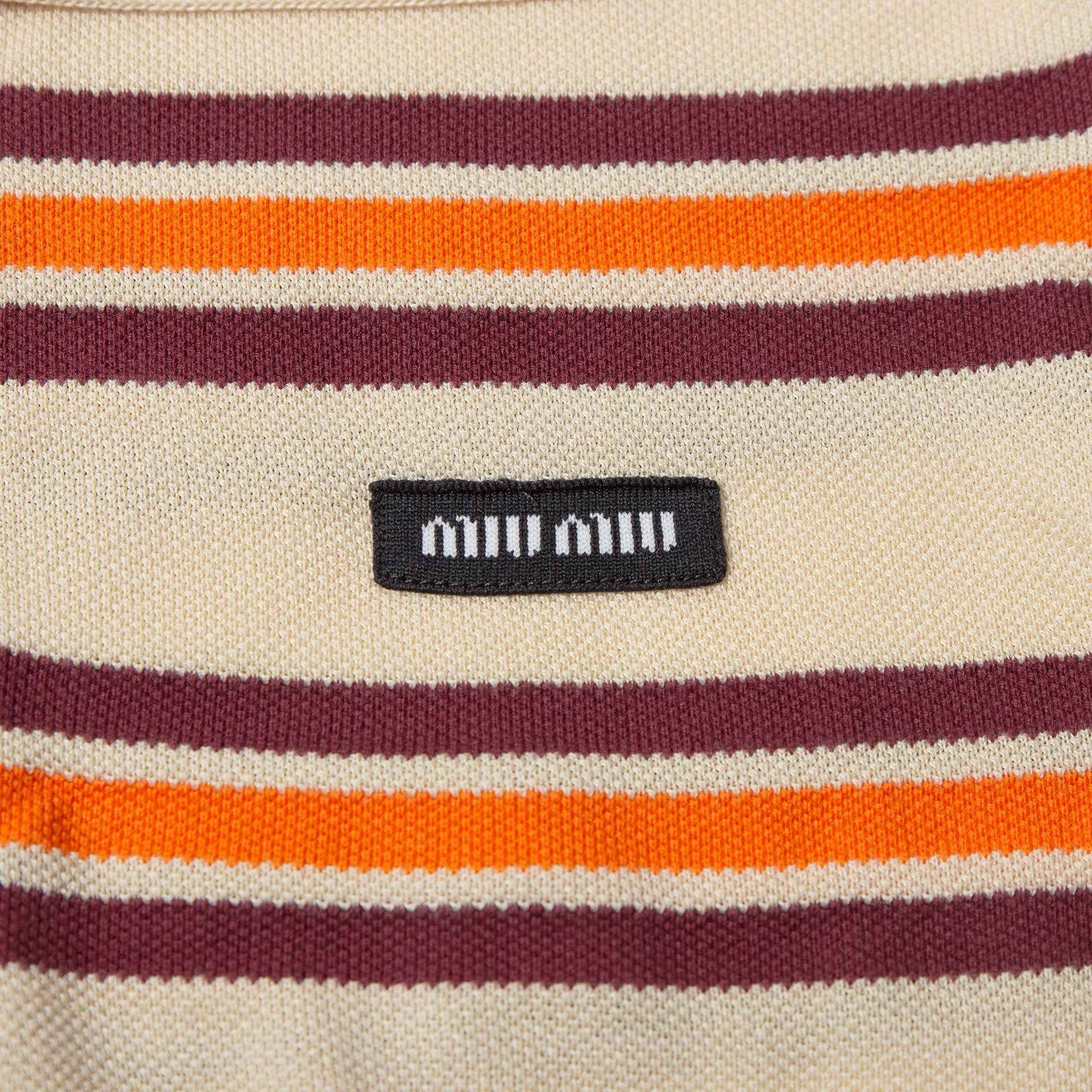 ミュウミュウ MIU MIU コットンシルク ニットポロ レディース 36 イタリア製 ポロシャツ 半袖 ボーダー ストライプ ショート丈 タイト Y2K