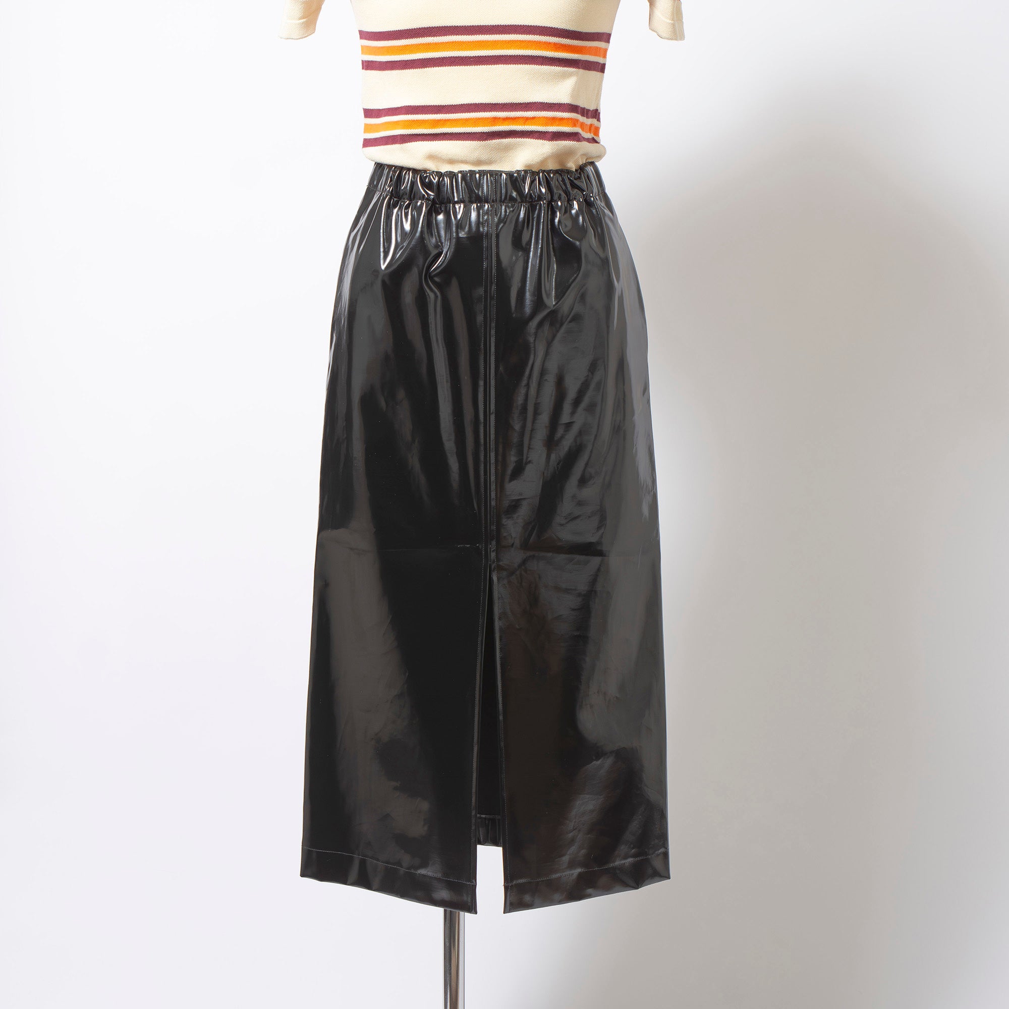 メゾンマルジェラ Maison Margiela エナメルスカート ミディ丈 フロントスリット レディース 38 イタリア製 ミディスカート レザー調