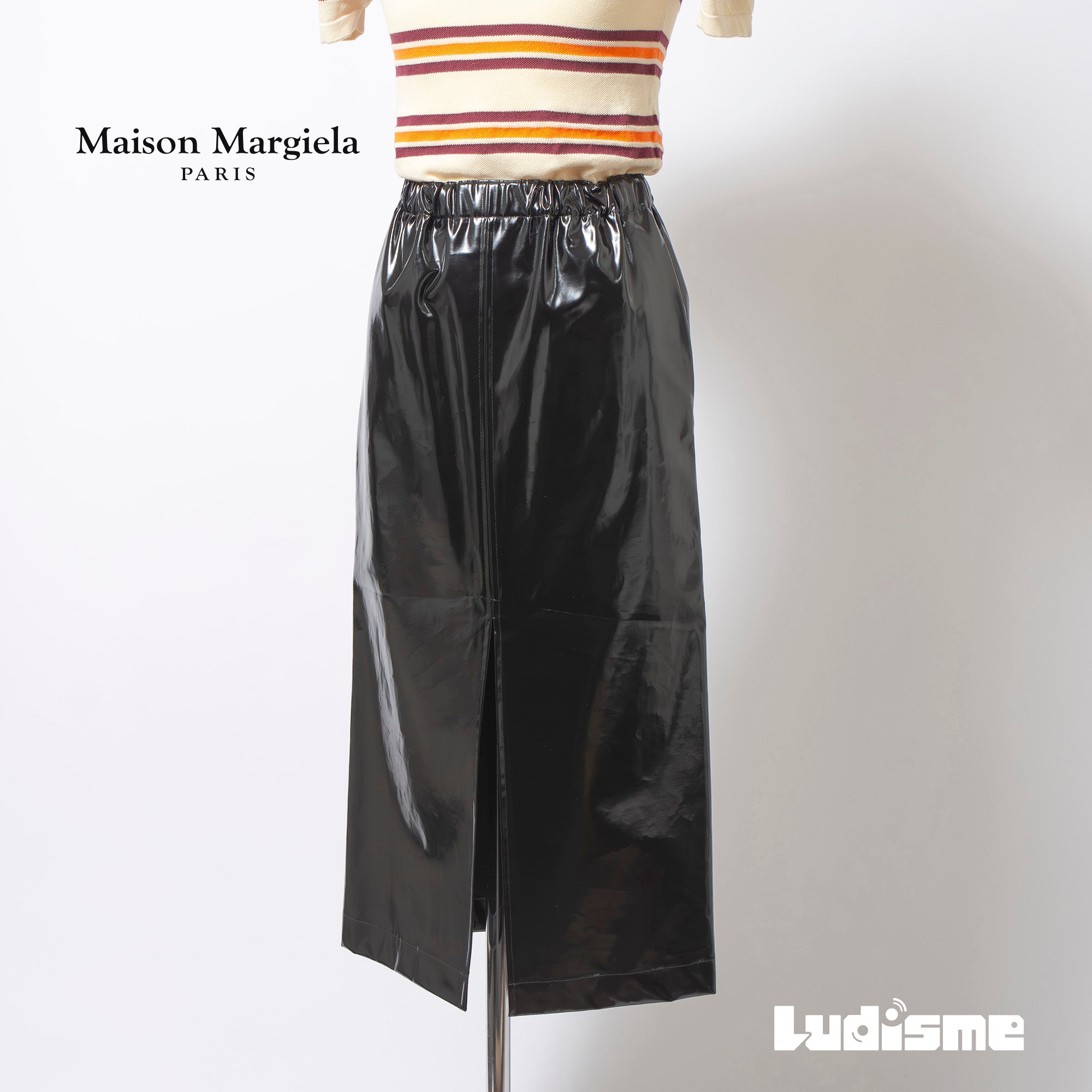 メゾンマルジェラ Maison Margiela エナメルスカート ミディ丈 フロントスリット レディース 38 イタリア製 ミディスカート レザー調