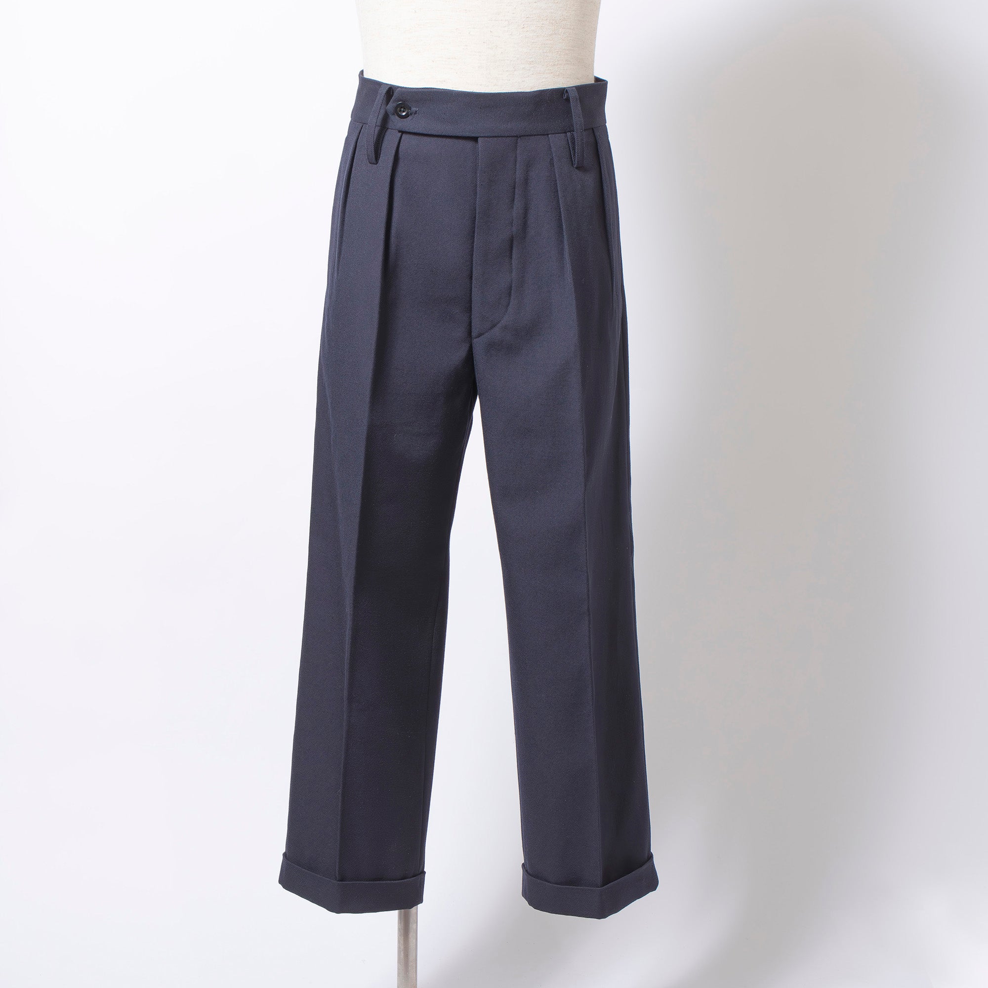 キャプテンサンシャイン KAPTAIN SUNSHINE 2プリーツ トラウザー ネイビー メンズ 32 日本製 スラックス グルカパンツ ワイド ストレート