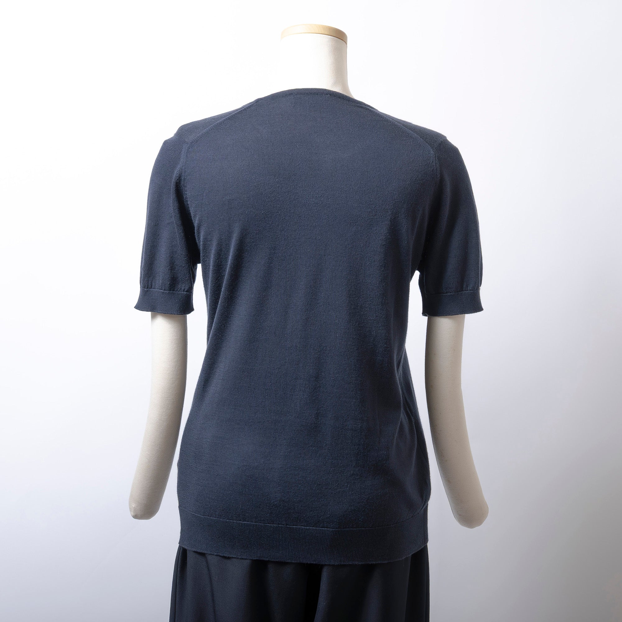 ジョンスメドレー JOHN SMEDLEY 半袖コットンニットプルオーバー ネイビー レディース M シーアイランドコットン 英国 ニットTシャツ 春夏