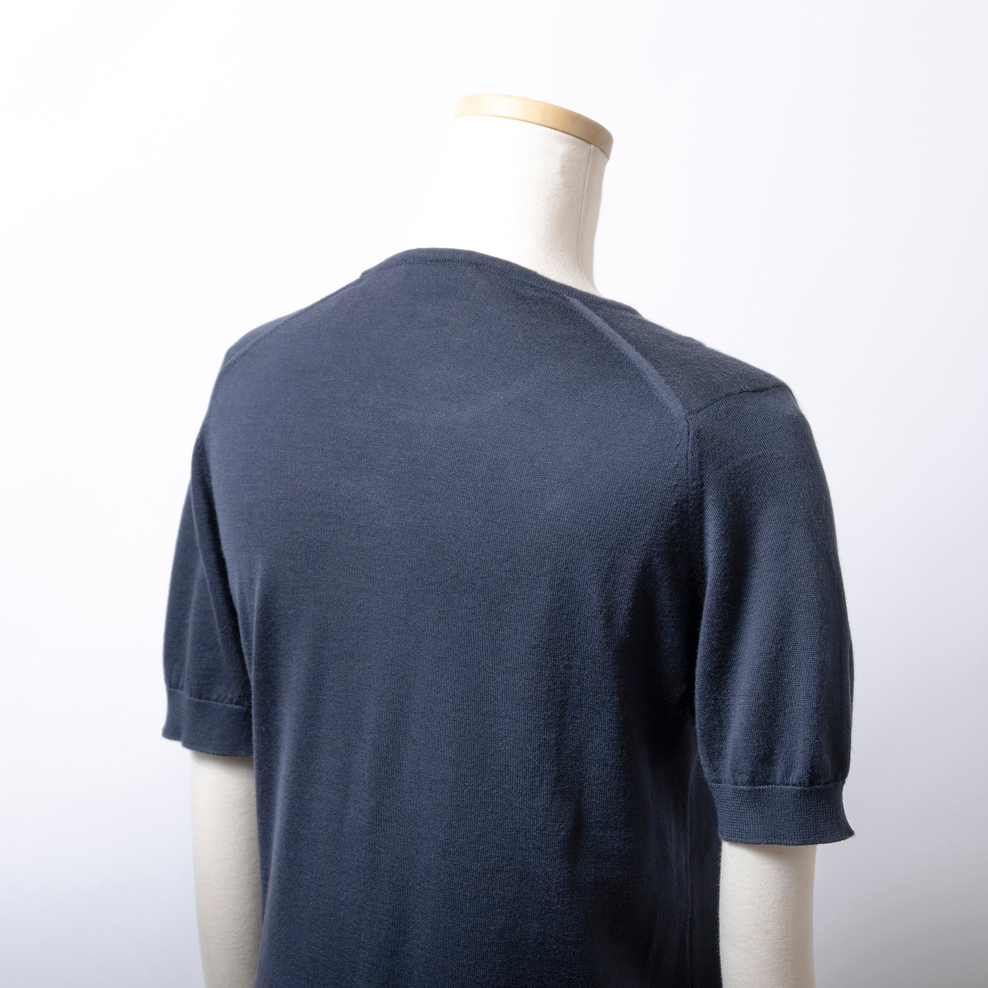 ジョンスメドレー JOHN SMEDLEY 半袖コットンニットプルオーバー ネイビー レディース M シーアイランドコットン 英国 ニットTシャツ 春夏