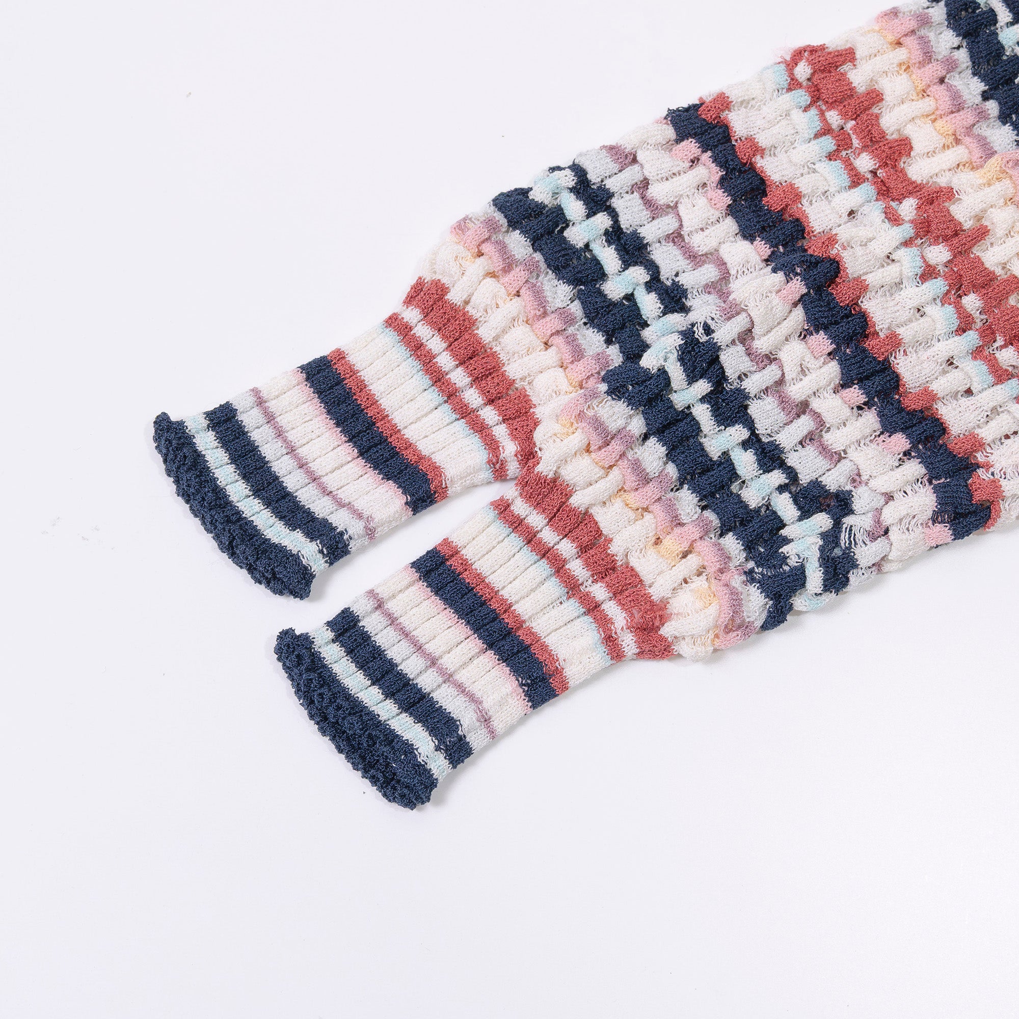 ミッソーニ MISSONI Vネック ニットカーディガン マルチカラー ボーダー 透かし編み サマーニット イタリア製 レディース 春夏 高級ニット
