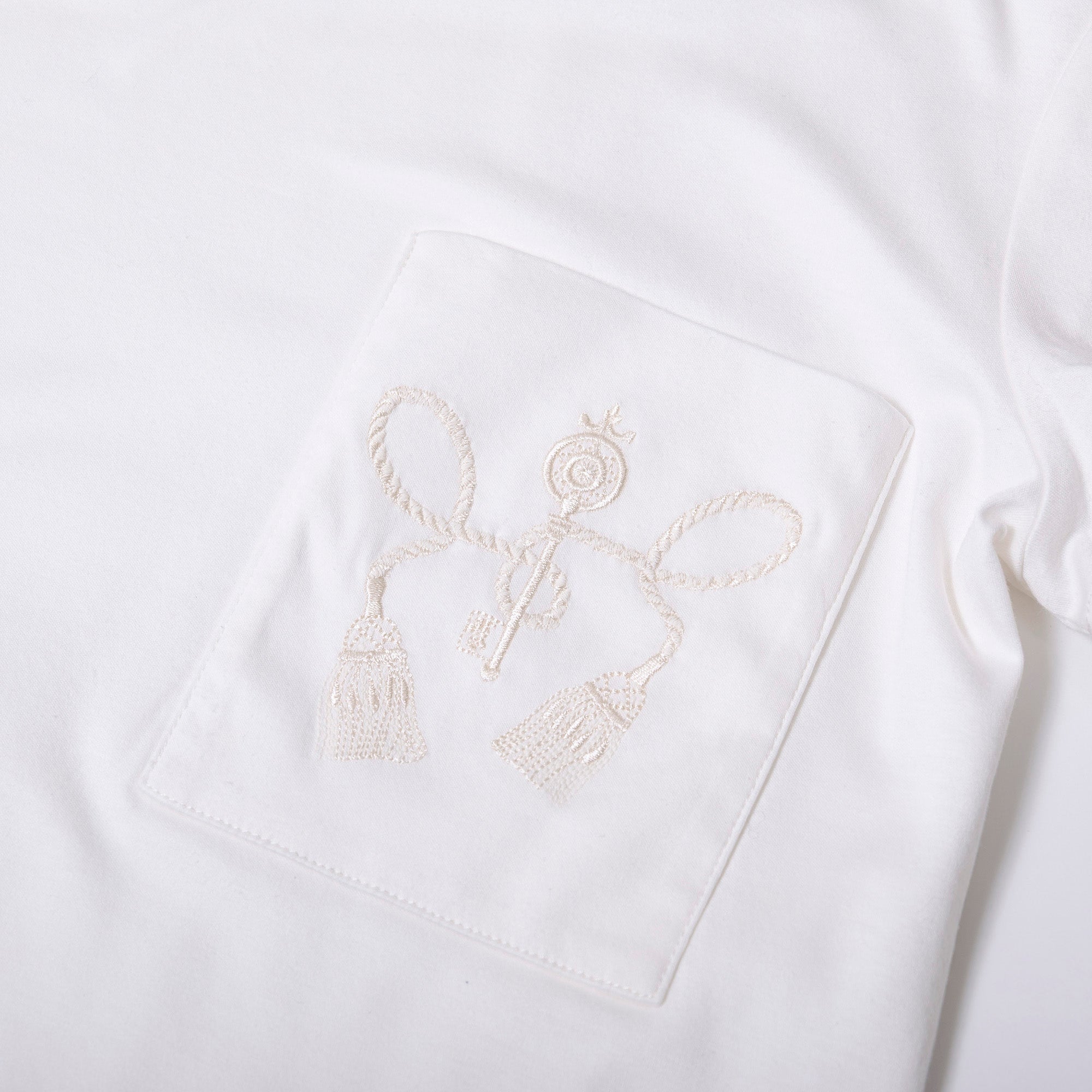エルメス HERMES クルーネックポケットTシャツ ホワイト レディース 34 フランス製 刺繍ロゴ ポケットT 半袖Tシャツ 白 カットソー