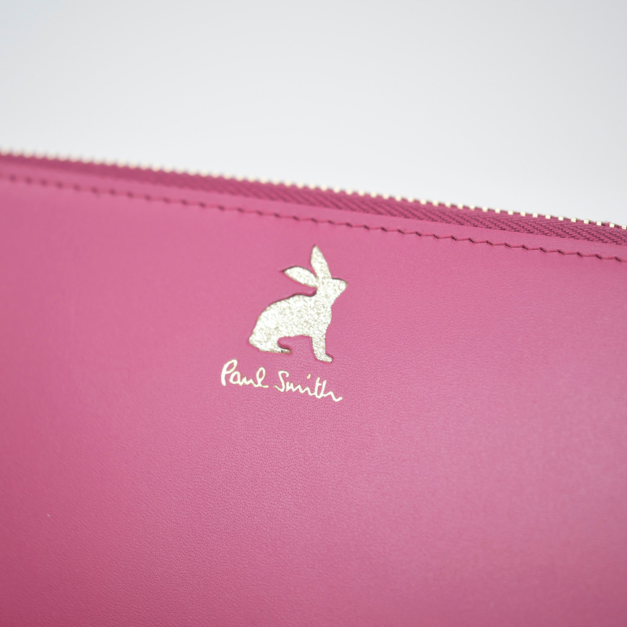 Paul Smith Long Wallet Marquetry Metallic Rabbit Leather Pink Good Condition