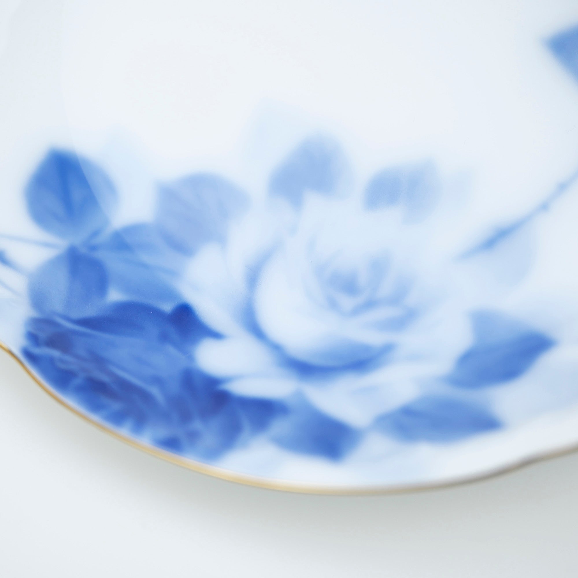 Okura Pottery Blue Rose Cake Plate, Dessert Plate, Individual Plate, Set of 4