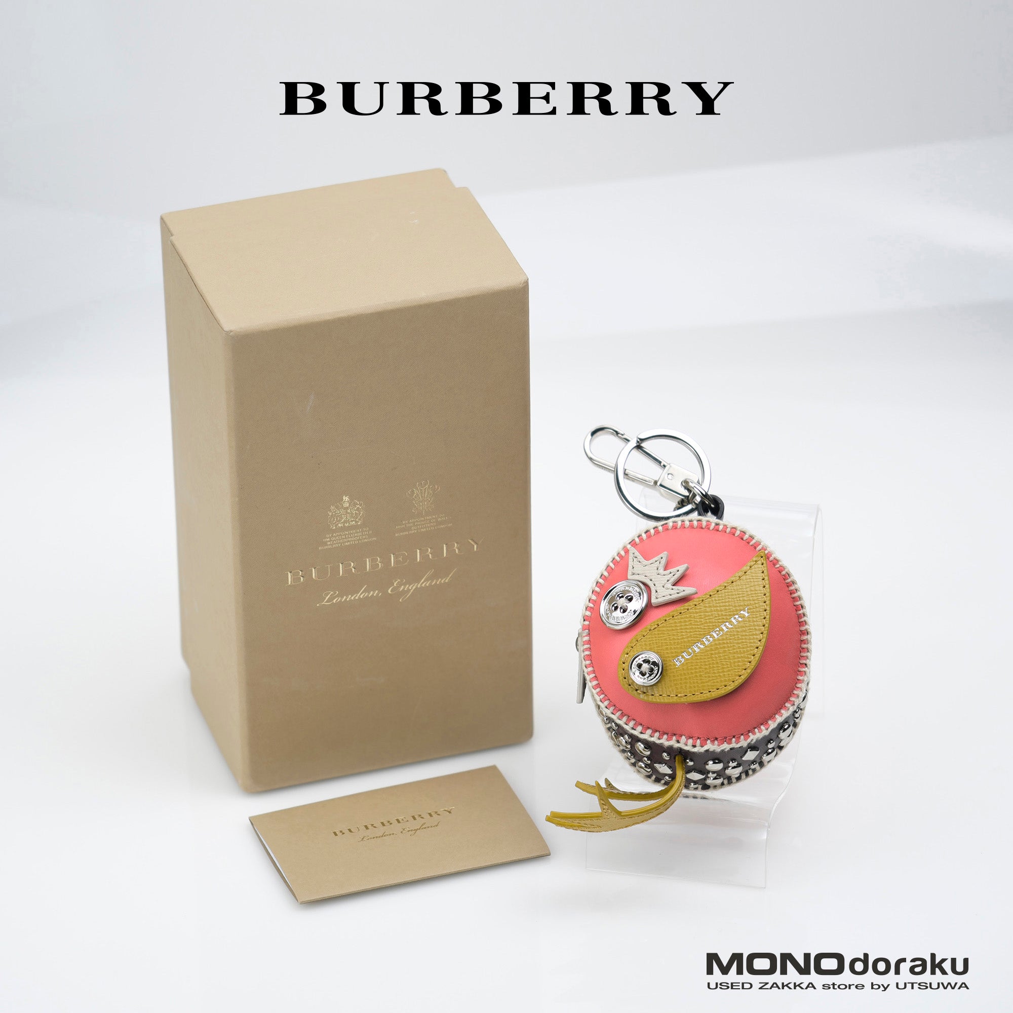 バーバリーロンドン レザーキーホルダー BURBERRY LONDON ENGLAND キーリング チャーム 美品