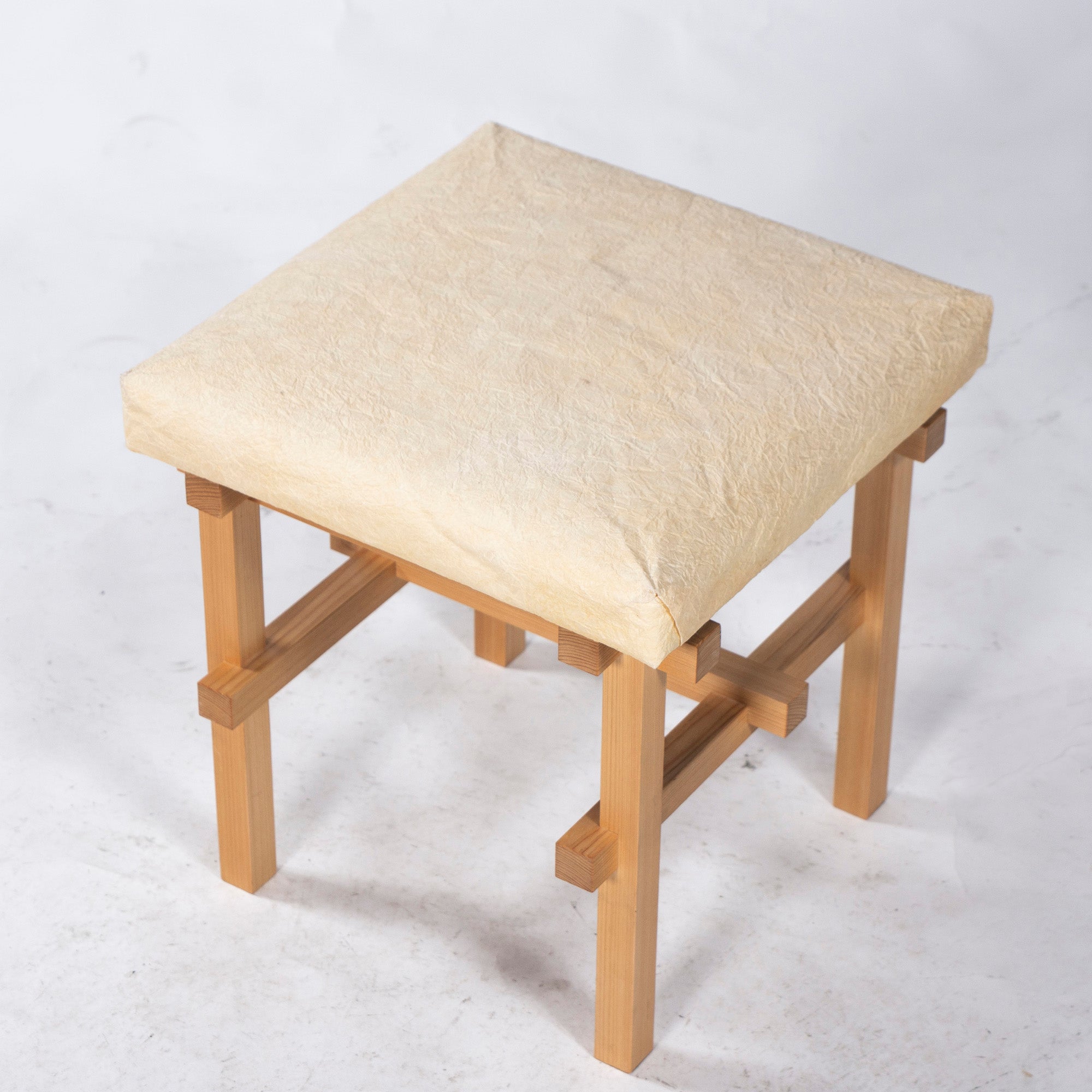 Stool Kurashima Woodworks Kamiki Stool Hinoki Wood Cedar Wood Washi (1) Solid Wood Japanese Modern Made with Japanese Hinoki Wood Natural Dining Chair