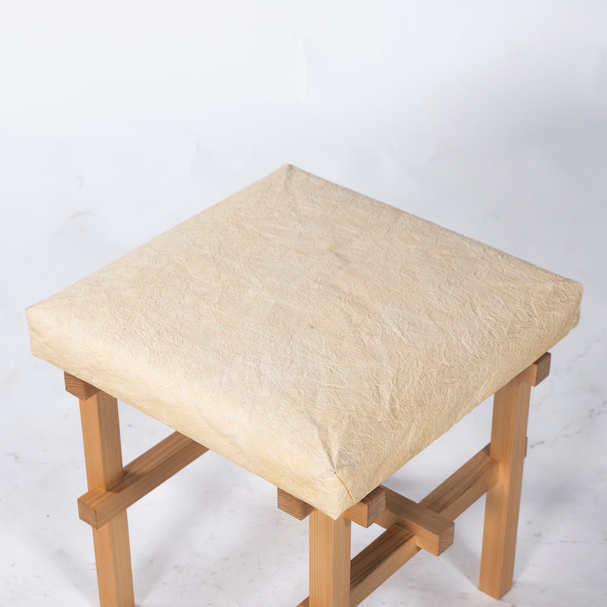 Stool Kurashima Woodworks Kamiki Stool Hinoki Wood Cedar Wood Washi (1) Solid Wood Japanese Modern Made with Japanese Hinoki Wood Natural Dining Chair