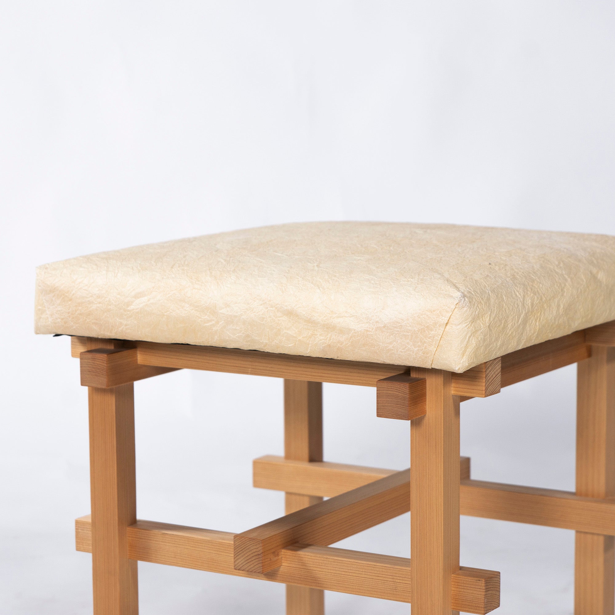 Stool Kurashima Woodworks Kamiki Stool Hinoki Wood Cedar Wood Washi (1) Solid Wood Japanese Modern Made with Japanese Hinoki Wood Natural Dining Chair