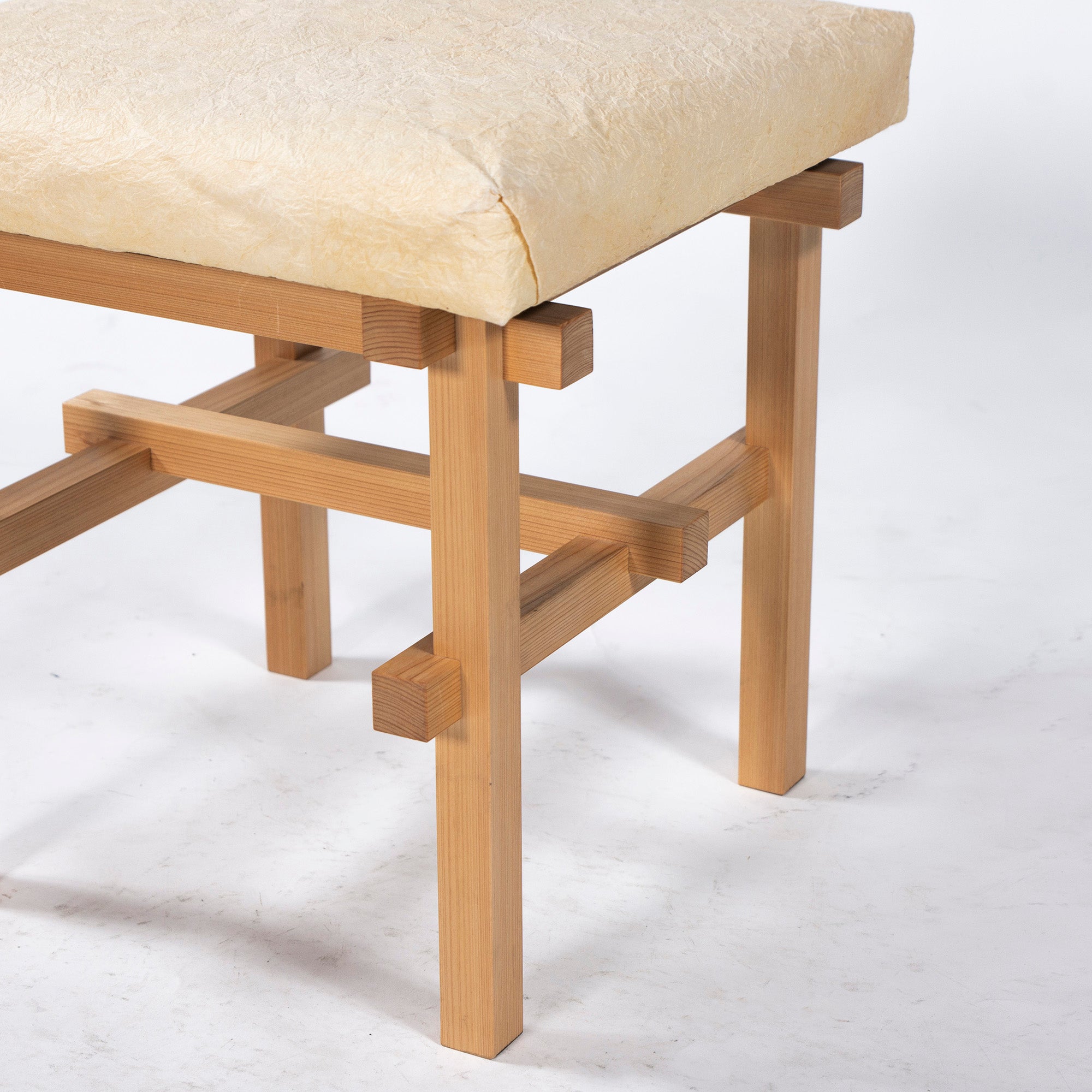 Stool Kurashima Woodworks Kamiki Stool Hinoki Wood Cedar Wood Washi (1) Solid Wood Japanese Modern Made with Japanese Hinoki Wood Natural Dining Chair