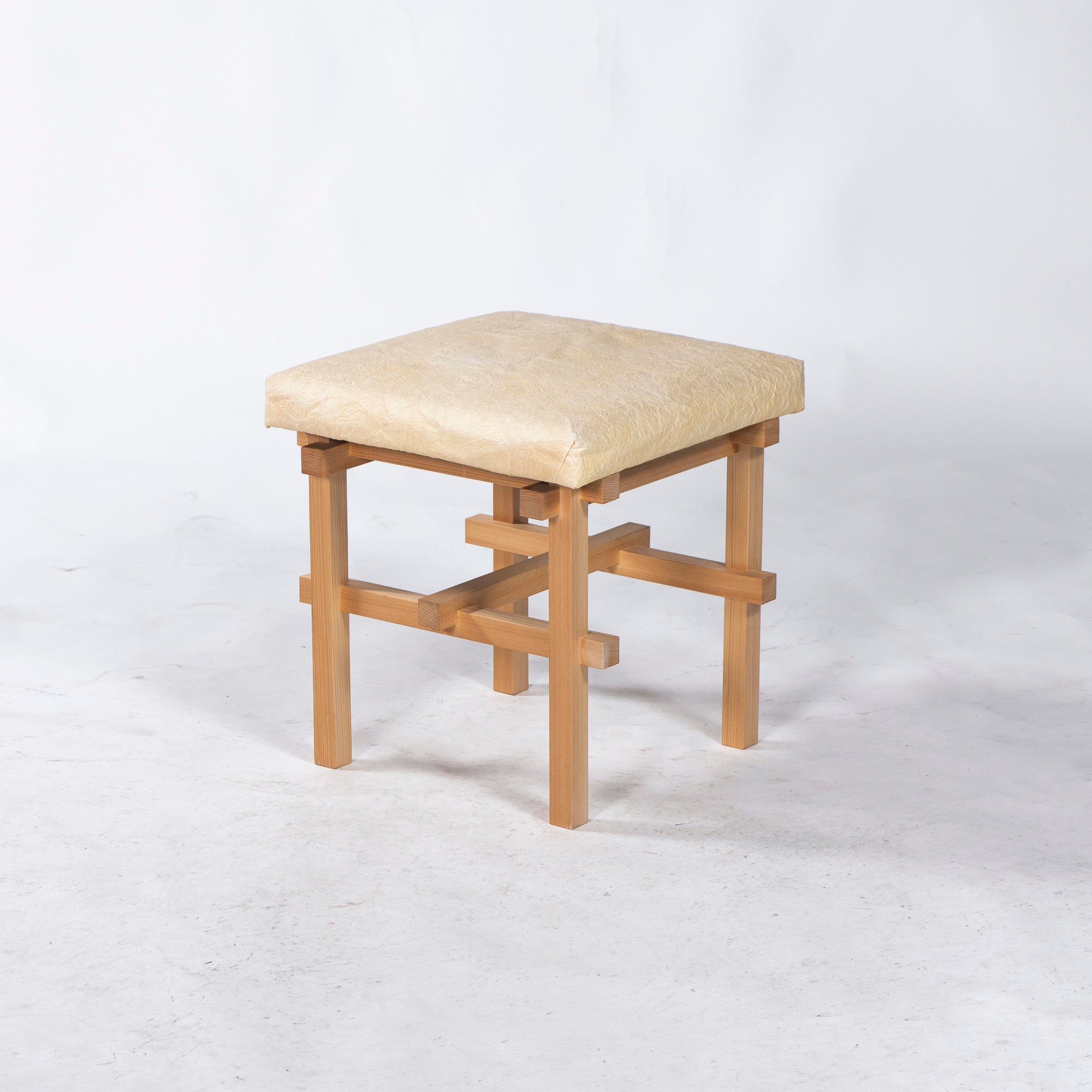 Stool Kurashima Woodworks Kamiki Stool Hinoki Wood Cedar Wood Washi (2) Solid Wood Japanese Modern Made with Japanese Hinoki Wood Natural Dining Chair