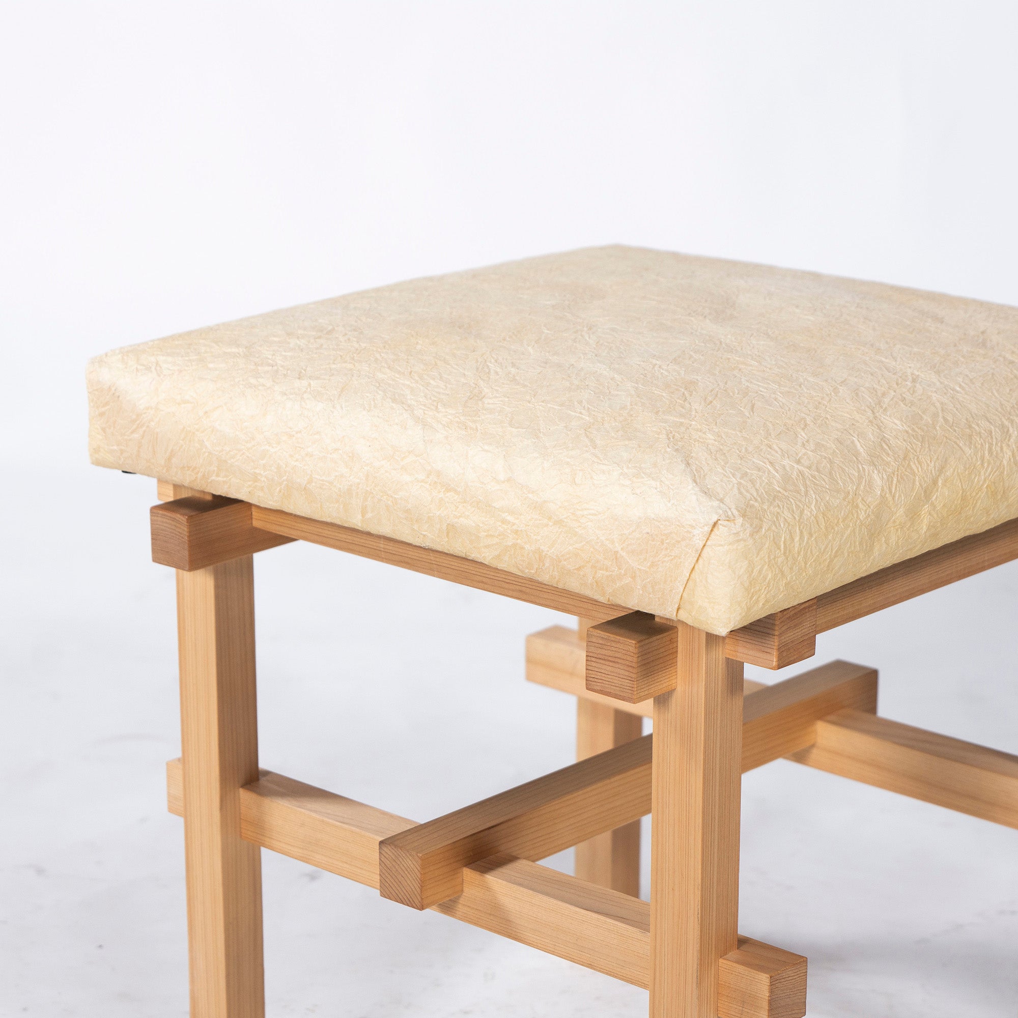 Stool Kurashima Woodworks Kamiki Stool Hinoki Wood Cedar Wood Washi (2) Solid Wood Japanese Modern Made with Japanese Hinoki Wood Natural Dining Chair