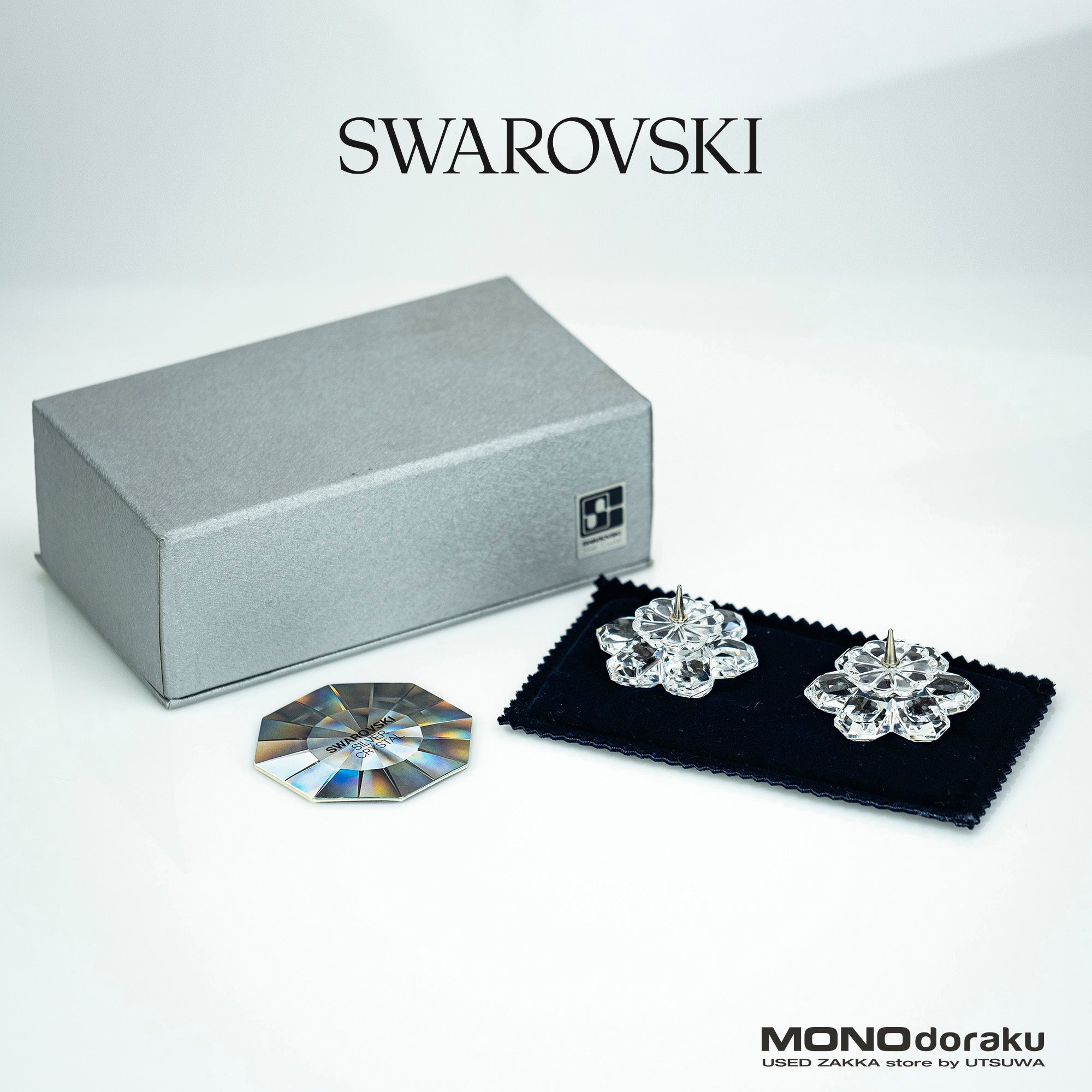 スワロフスキー 雪の結晶 Swarovski Snowflake キャンドルホルダー 2個セット 1989年 旧刻印 廃盤