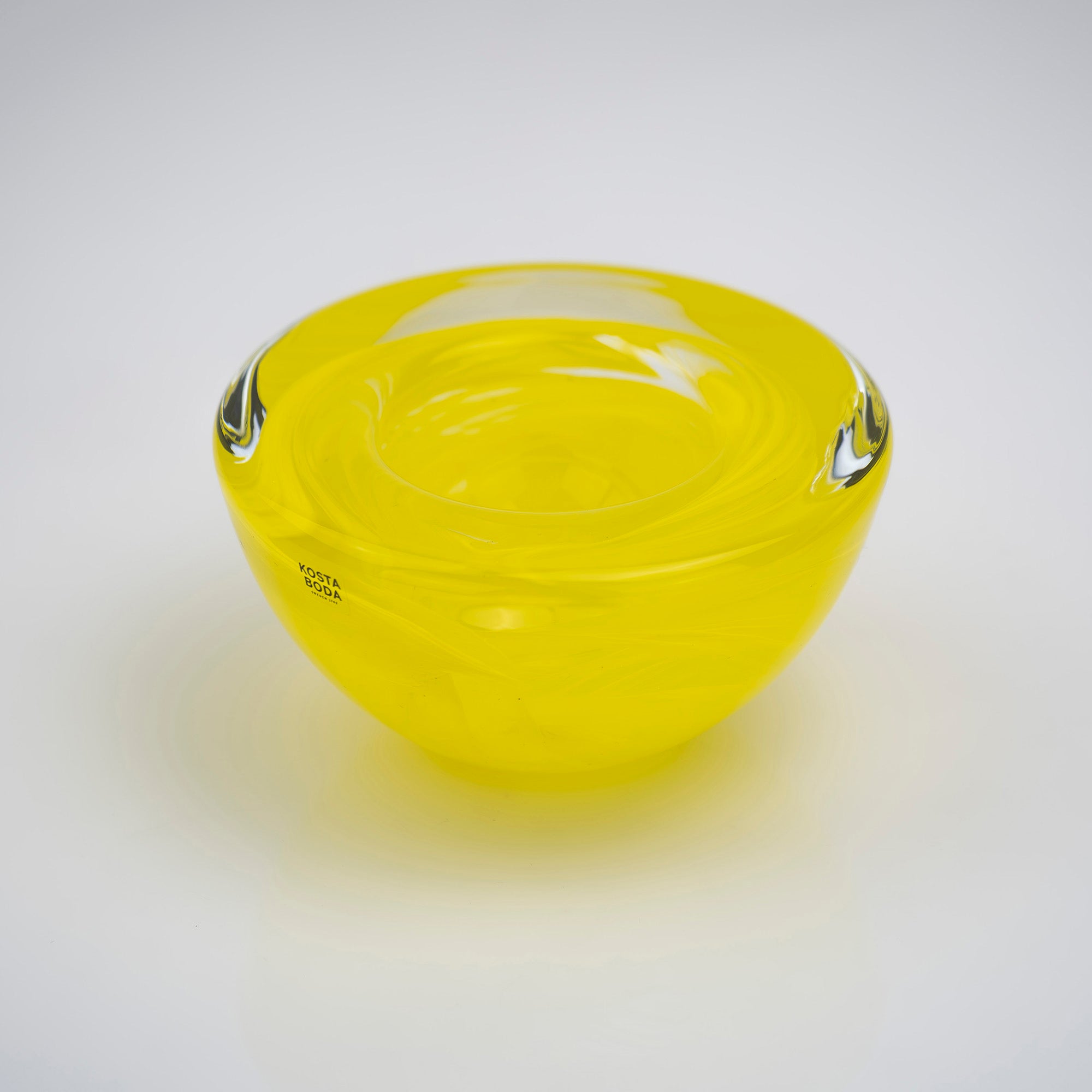 Kosta Boda Atoll Candle Holder by Anna Ehrner, Vintage 1997s, Yellow (1)