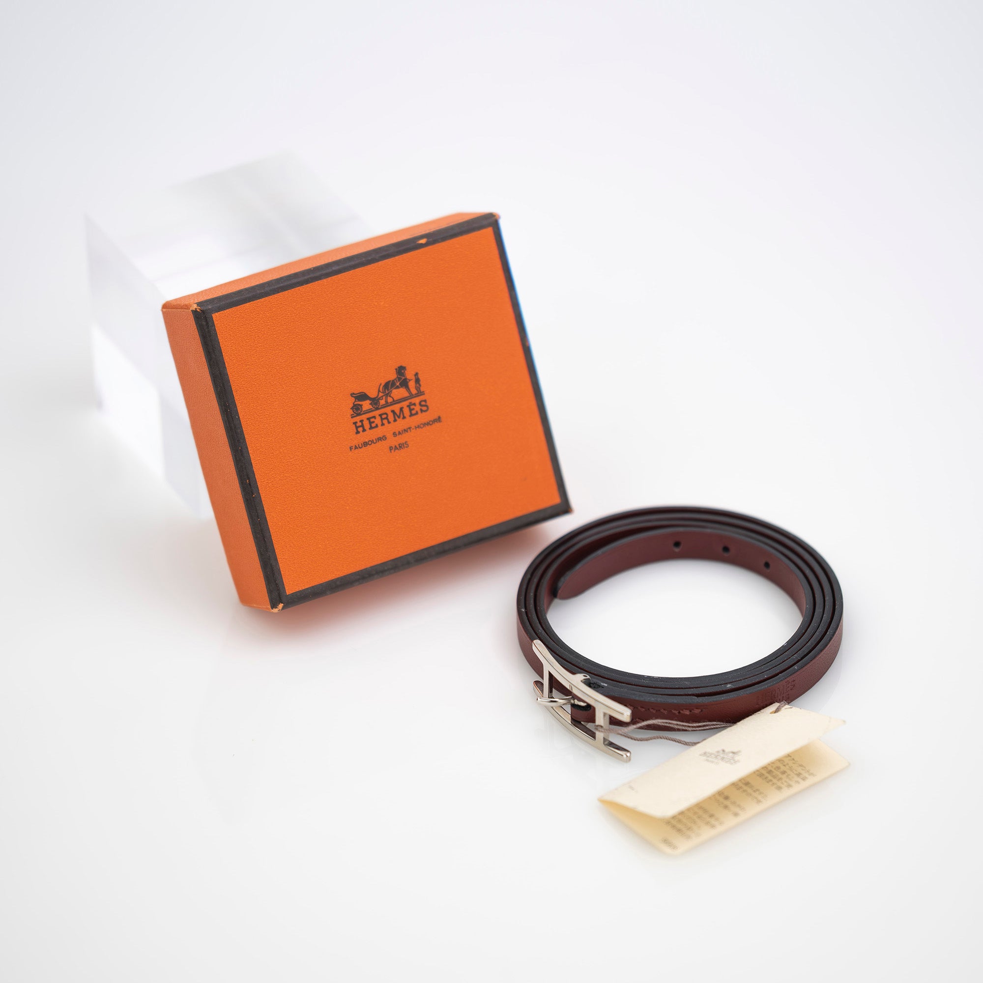 HERMES Hapi3 Leather Bracelet, J Stamp, Made in 2006, Rouge H x Silver Hardware, Excellent Condition