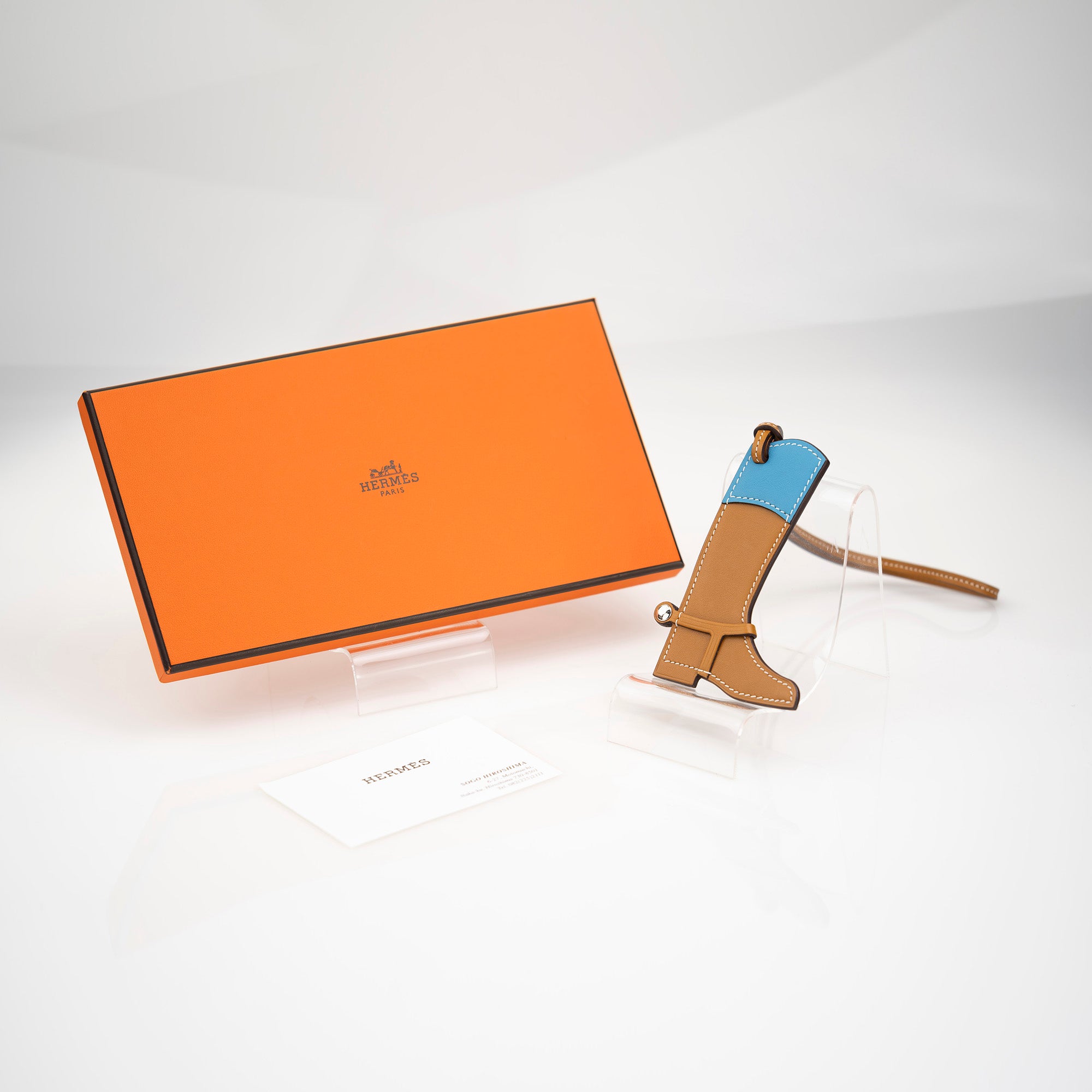 エルメス HERMES パドックボット パドックブーツ バッグチャーム ナチュラルサーブル×セレステ 箱有 美品