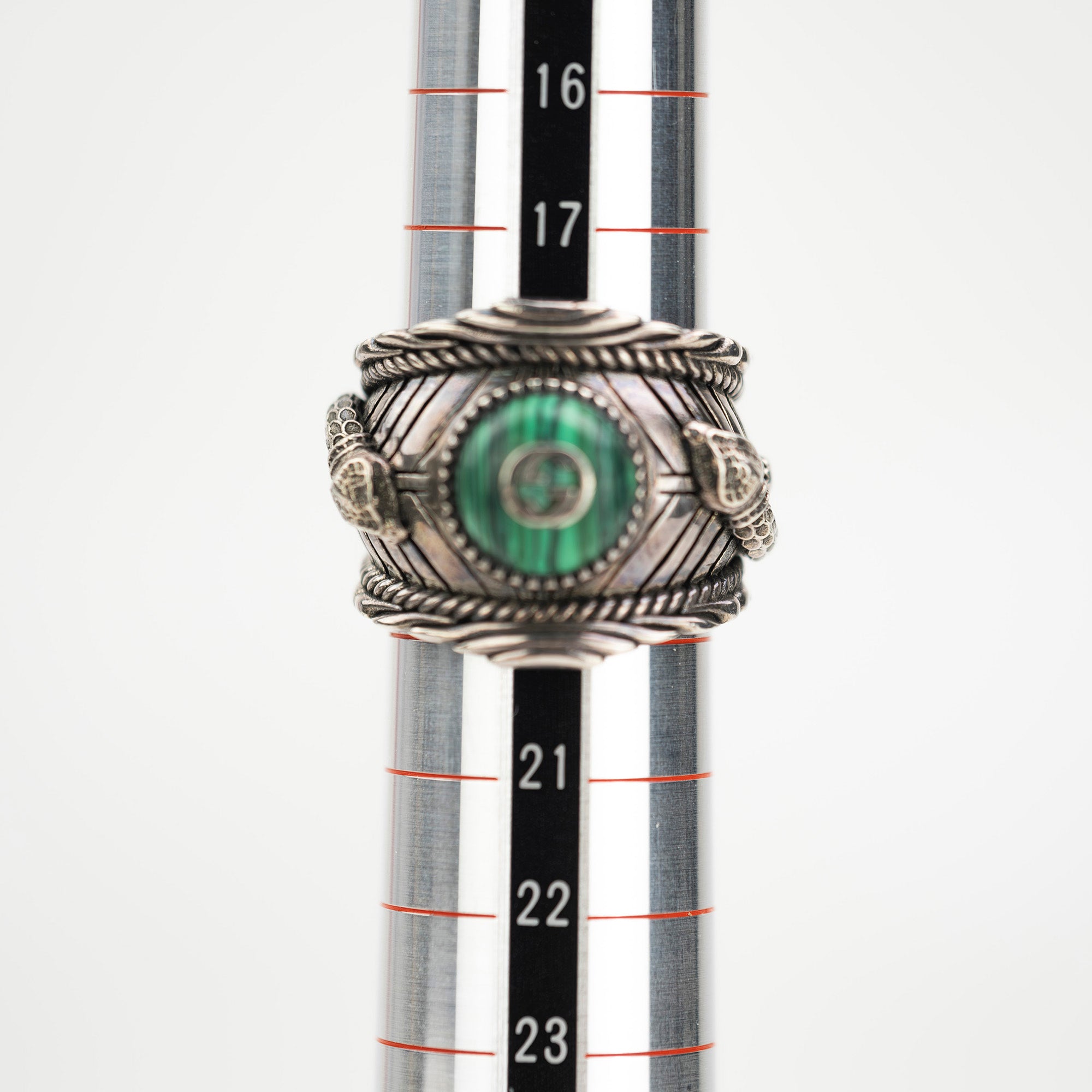 グッチ GUCCI キングスネークガーデンリング Kingsnake Garden ring マラカイト×SV925リング 19号 メンズアクセサリー