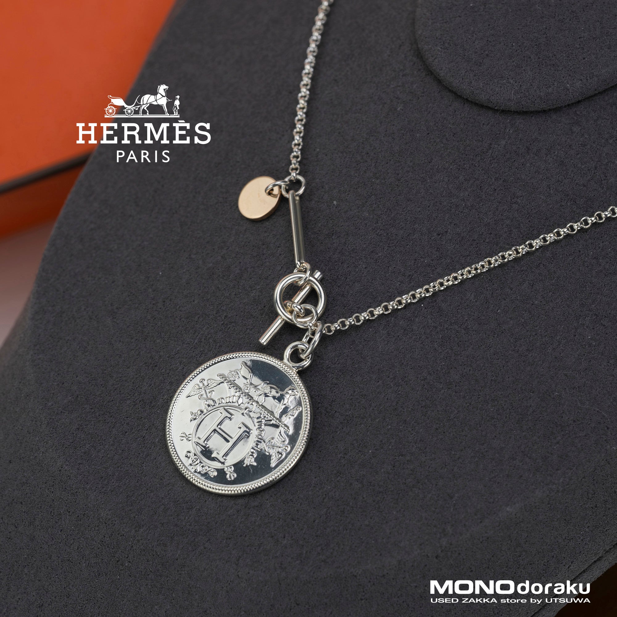 HERMES Ex-Libris MM HERMES Ex-Libris MM Silver 925 K18PG 3WAY long necklace