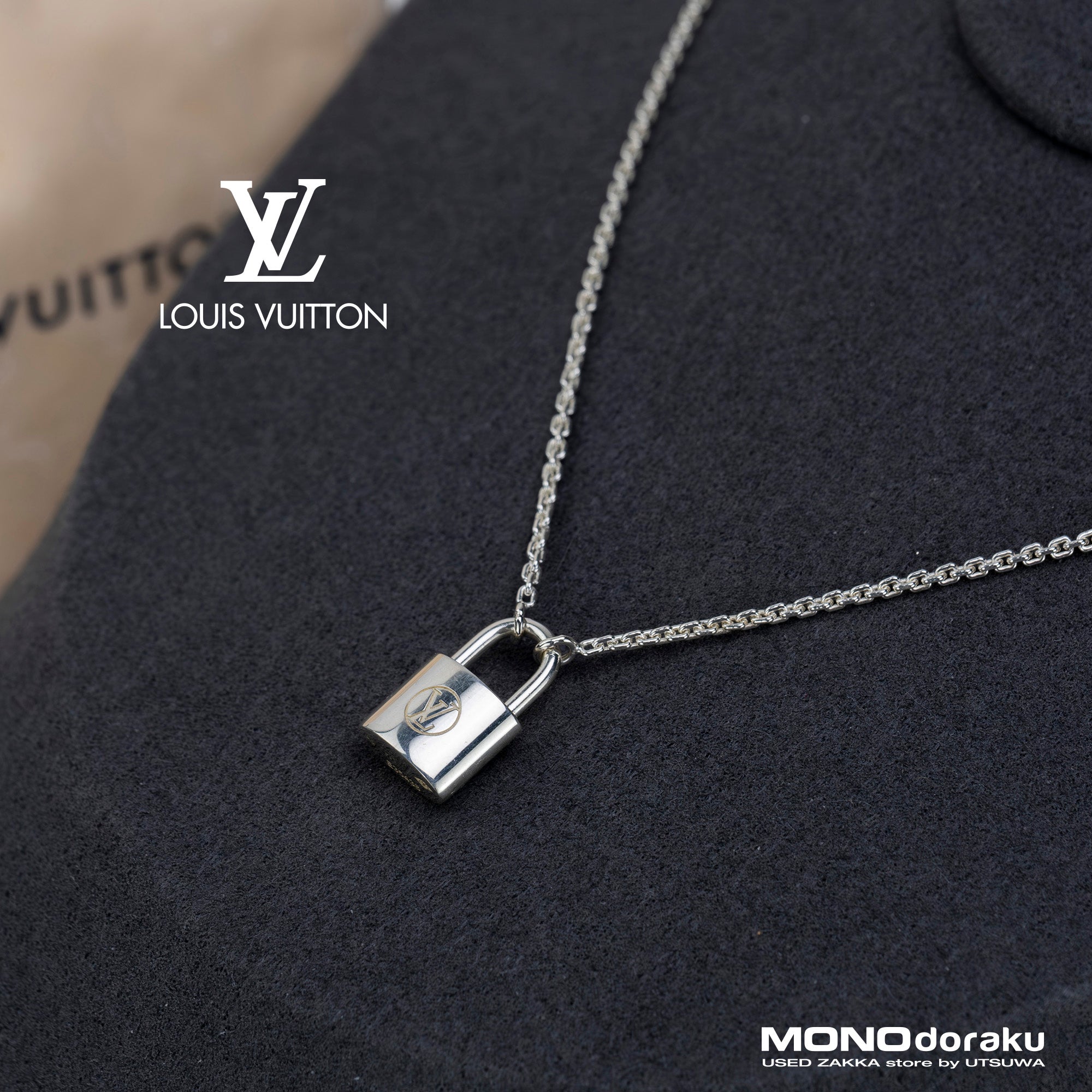 Louis Vuitton LOUIS VUITTON Pendant Silver Lockit Men's Accessories Necklace