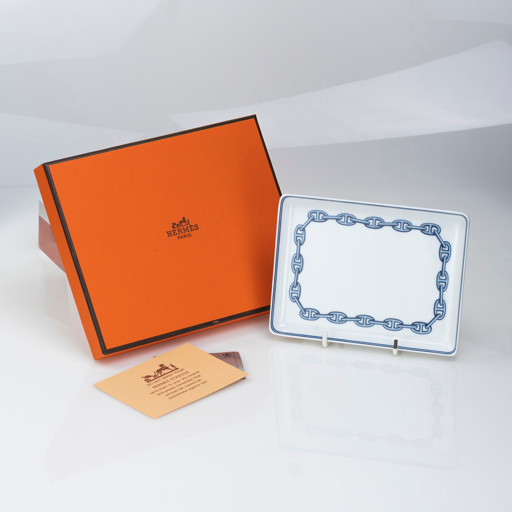 エルメス シェーヌダンクル HERMES Chaine d'ancre スクエアプレート 角皿 トレー ポーセリン 廃盤品