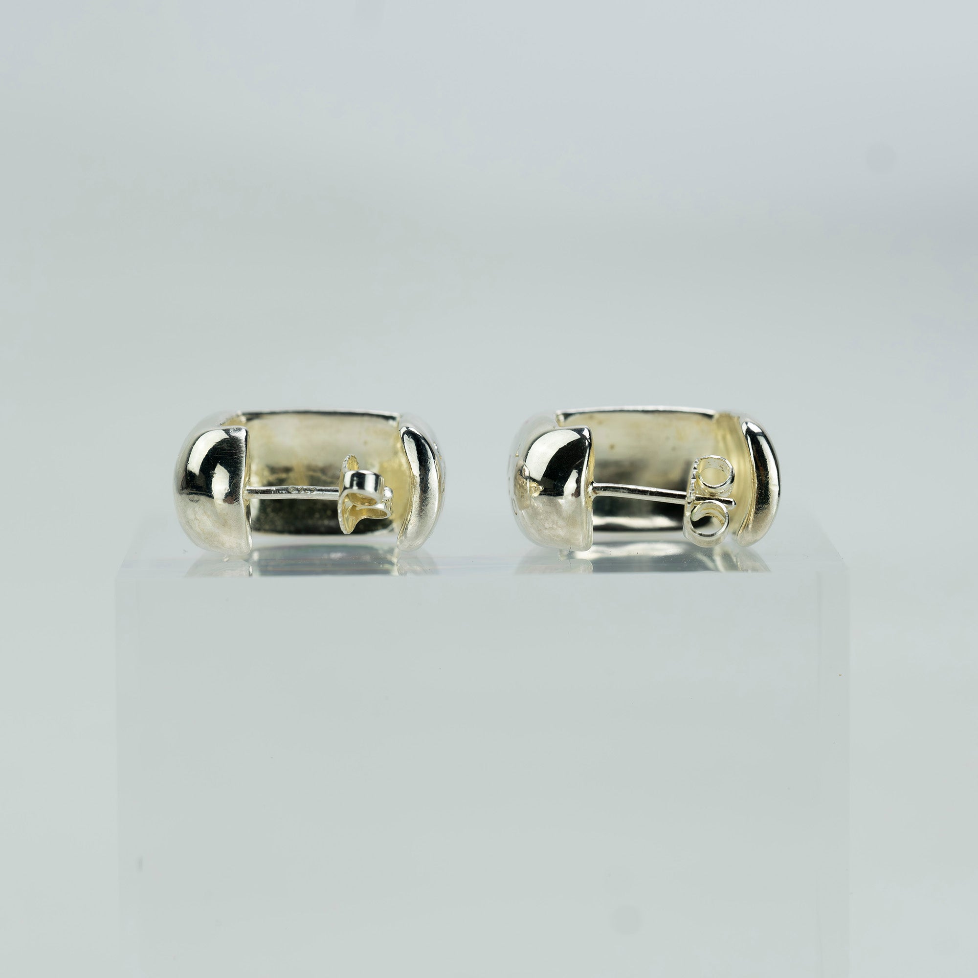 CHANEL Square Hoop Earrings, Silver 925, 18.99g